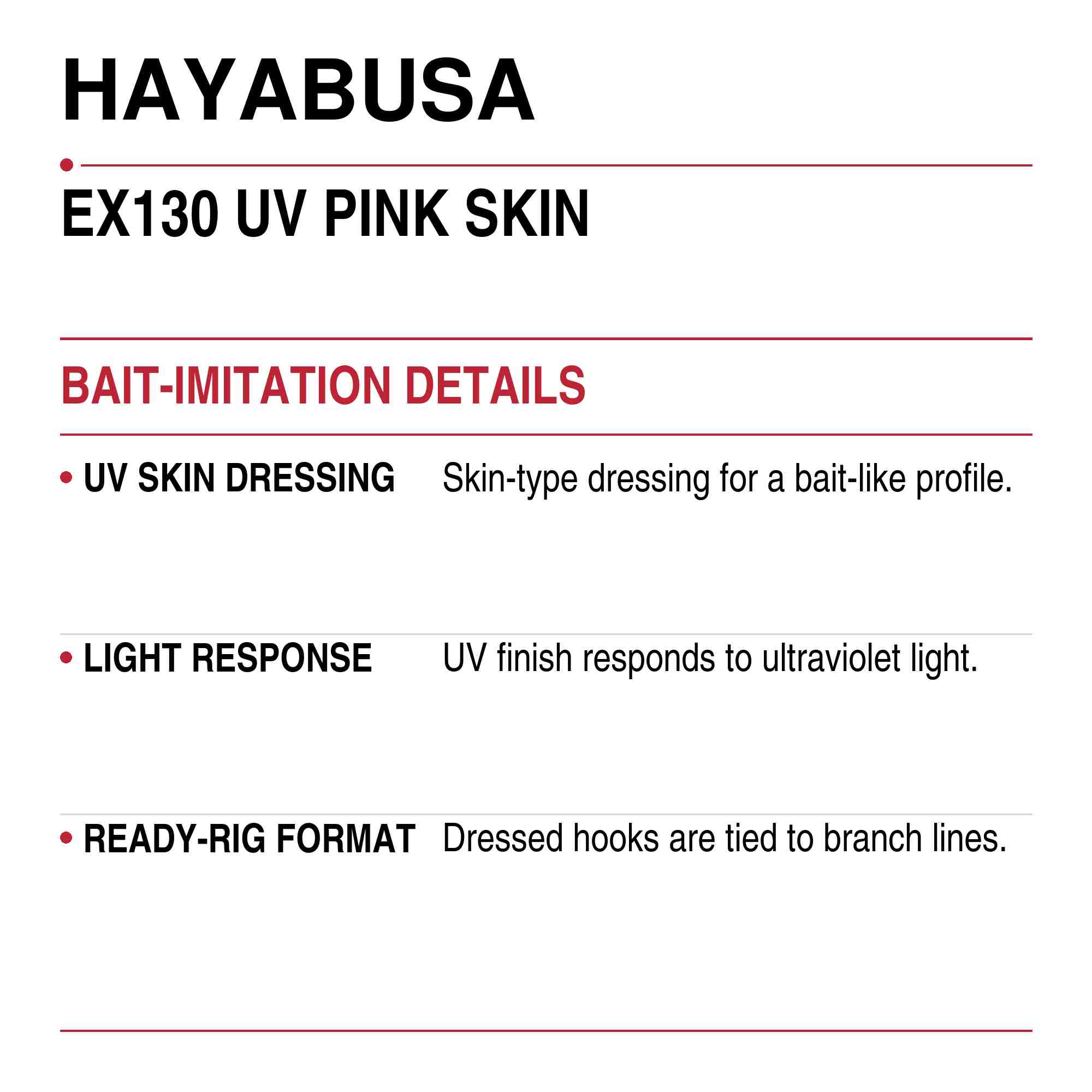 Hayabusa EX130 Sabiki UV Pink Skin Size 10 13lb (9156)