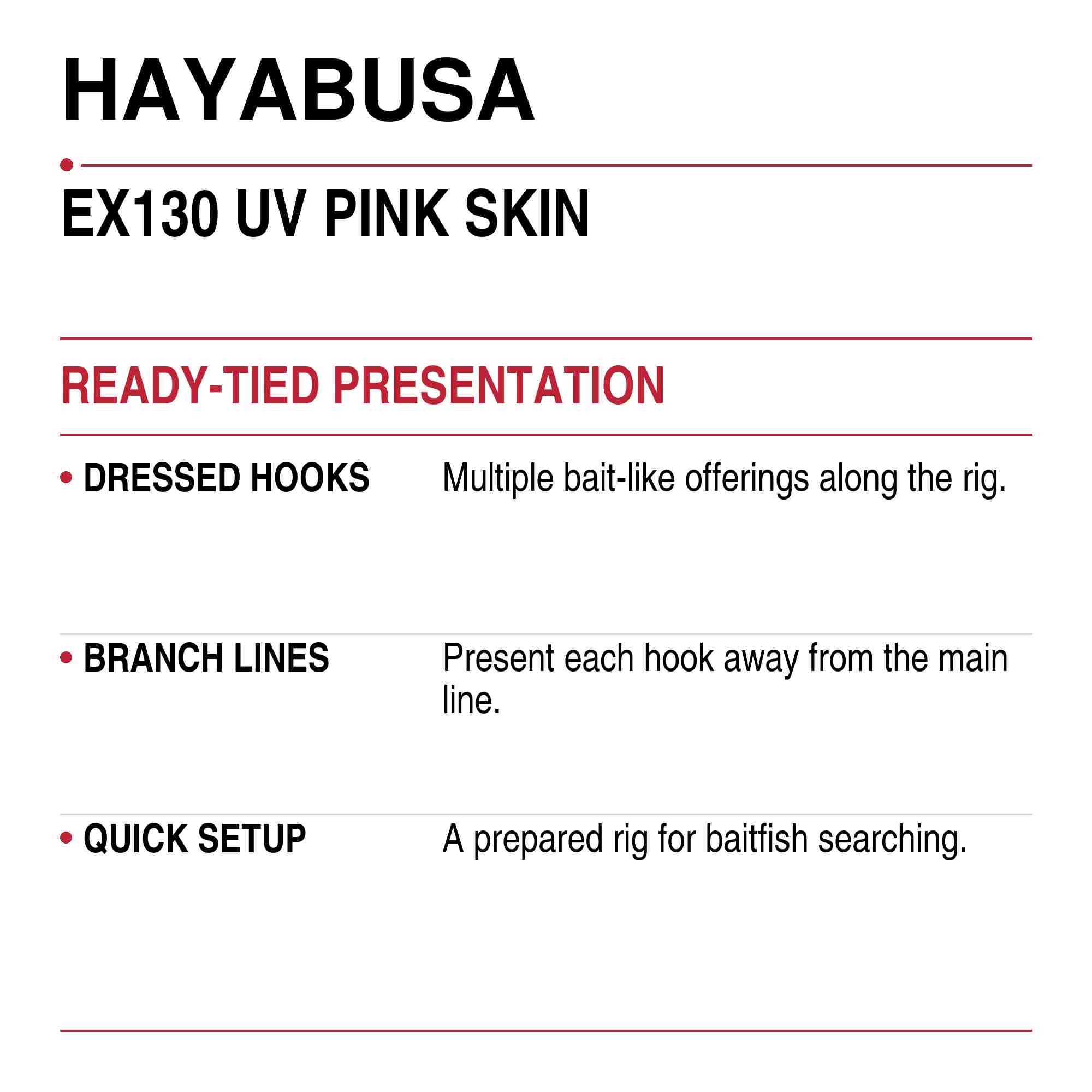 Hayabusa EX130 Sabiki UV Pink Skin Size 12 17lb (9163)