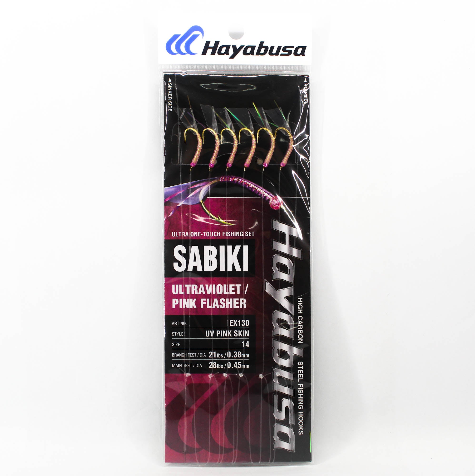 Hayabusa EX130 Sabiki UV Pink Skin Size 14 21lb (9170)