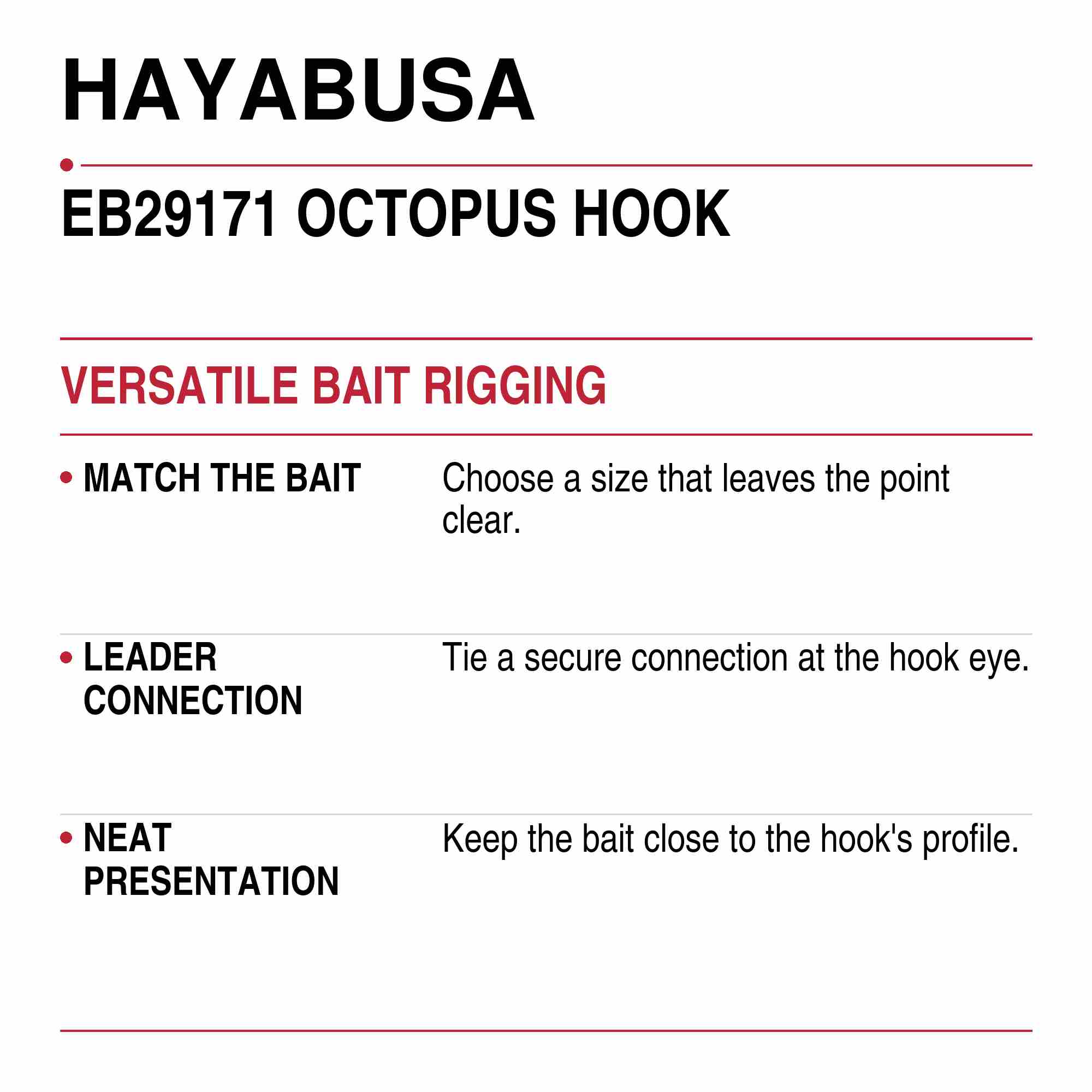 Hayabusa EB29171 Octopus Hook Small Pack Size 8/0 (0076)