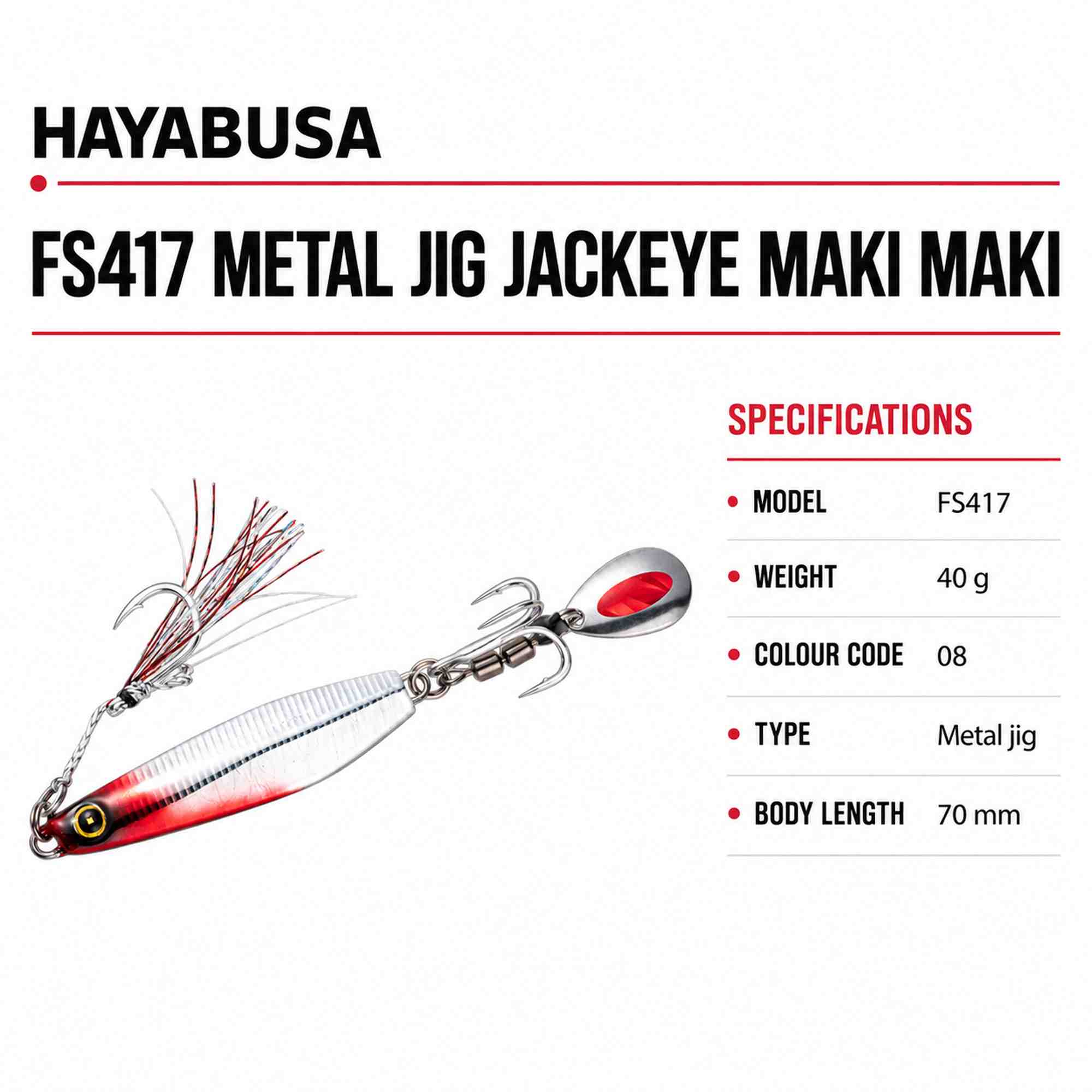 Hayabusa FS417 Metal Jig Jackeye Maki Maki 40 grams 08 (0128)