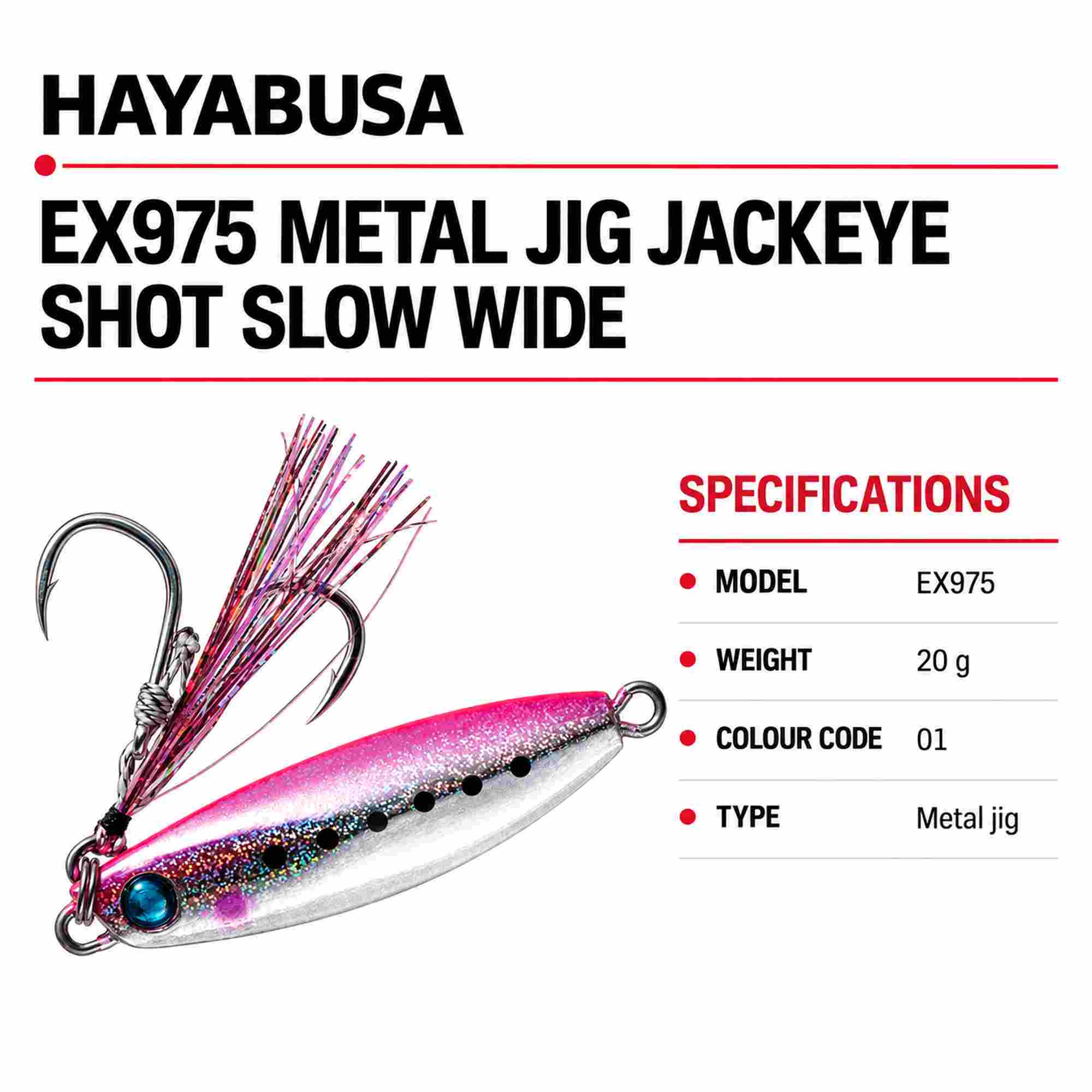 Hayabusa EX975 Metal Jig Jackeye Shot Slow Wide 20 grams 01 (1699)
