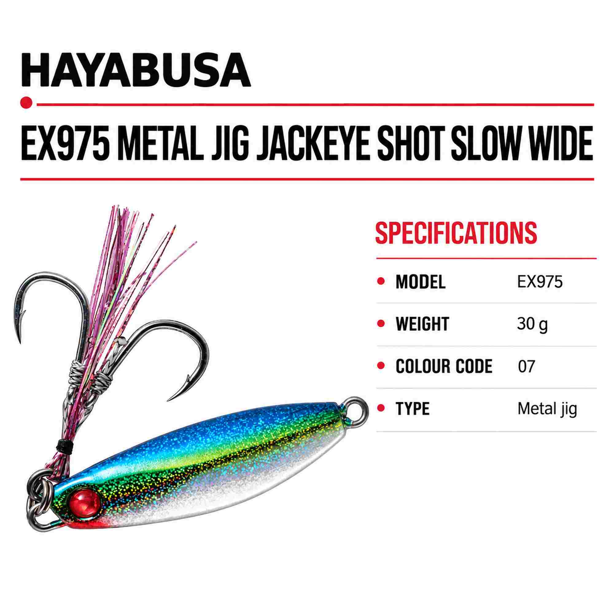 Hayabusa EX975 Metal Jig Jackeye Shot Slow Wide 30 grams 07 (1835)
