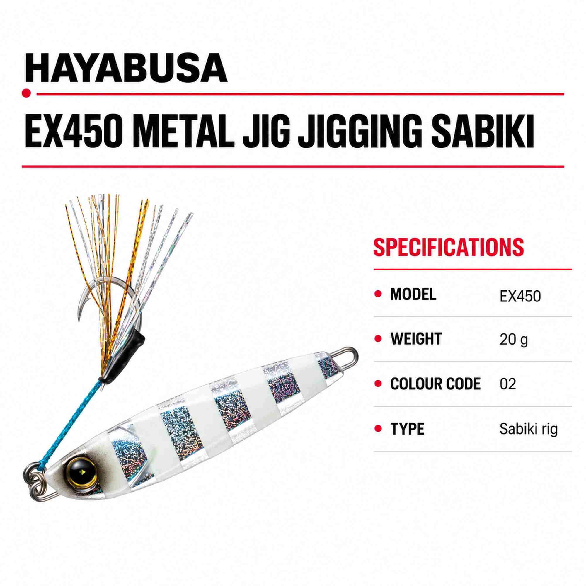 Hayabusa EX450 Metal Jig Jigging Sabiki 20 grams 02 (7744)