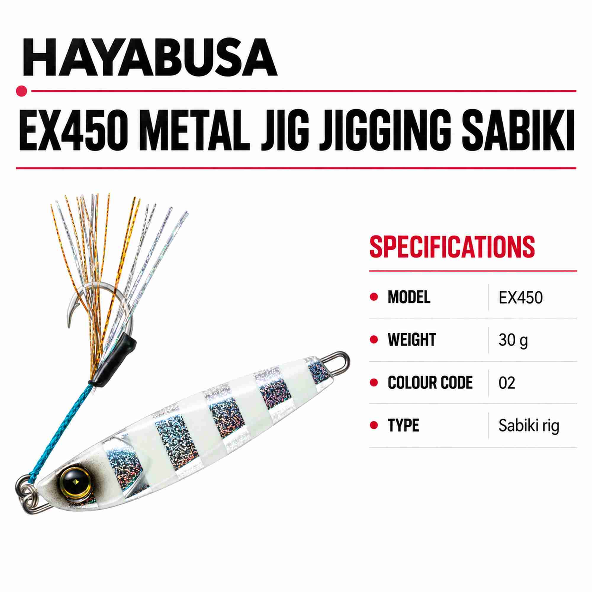 Hayabusa EX450 Metal Jig Jigging Sabiki 30 grams 02 (7768)