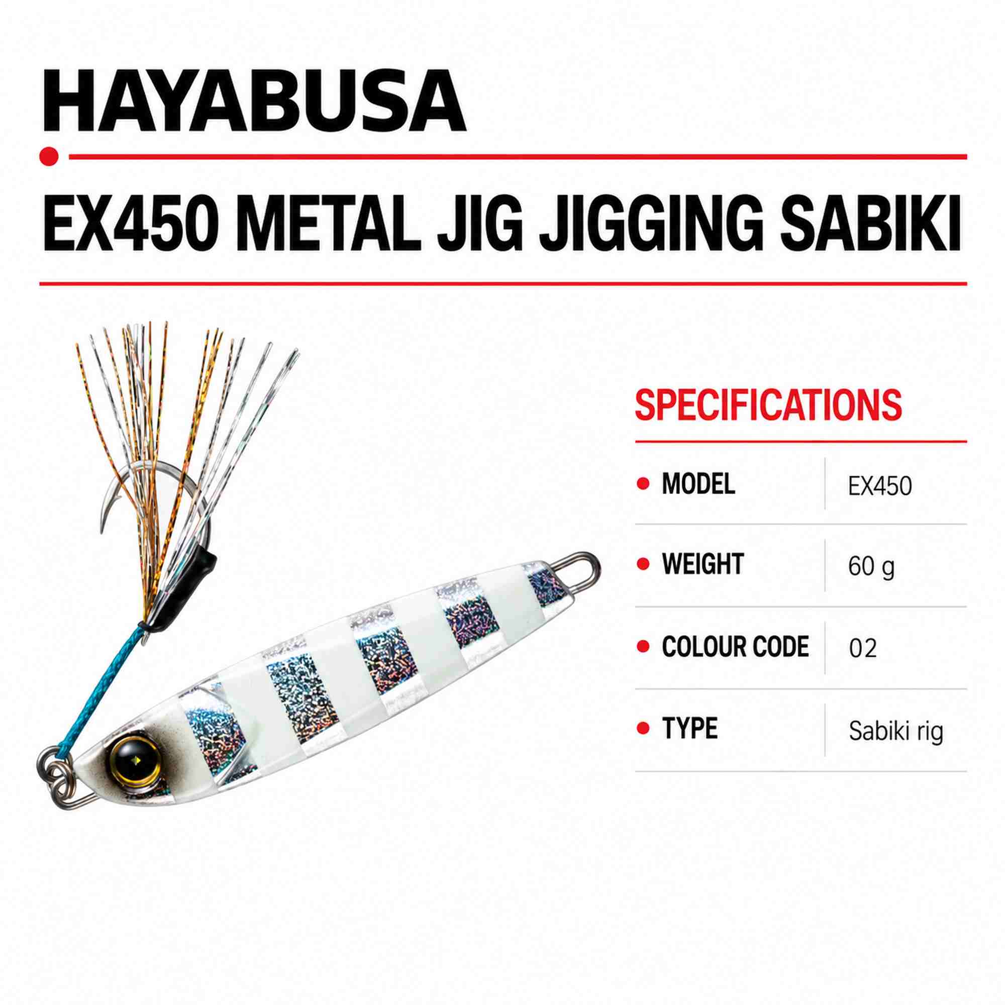 Hayabusa EX450 Metal Jig Jigging Sabiki 60 grams 02 (7805)