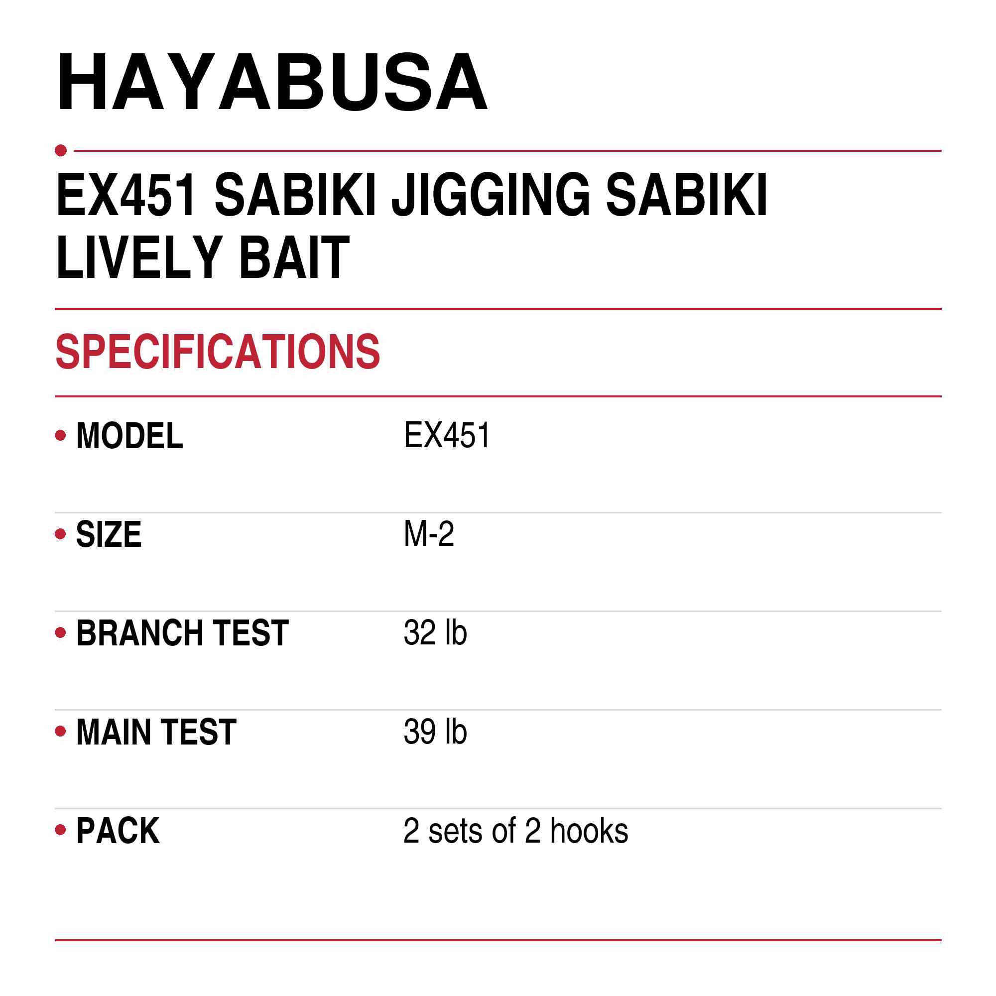 Hayabusa EX451 Sabiki Jigging Sabiki Lively Bait Size M-2 (7867)
