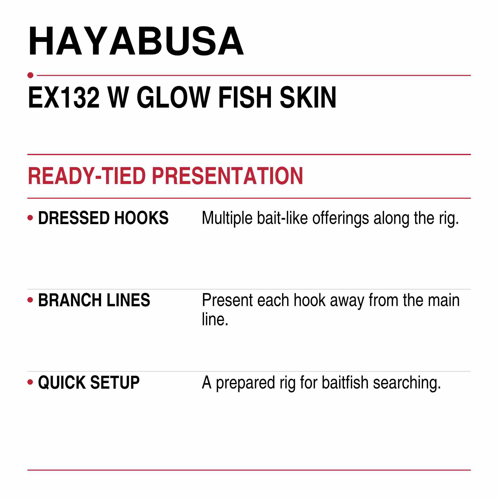 Hayabusa EX132 Sabiki W Glow Fish Skin Size 12 21lb (1772)