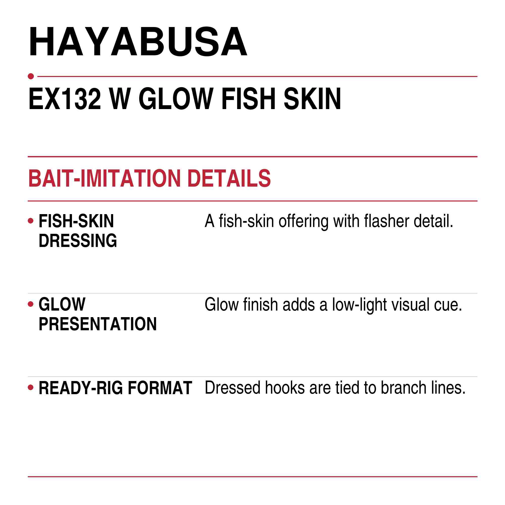 Hayabusa EX132 Sabiki W Glow Fish Skin Size 18 39lb (1802)