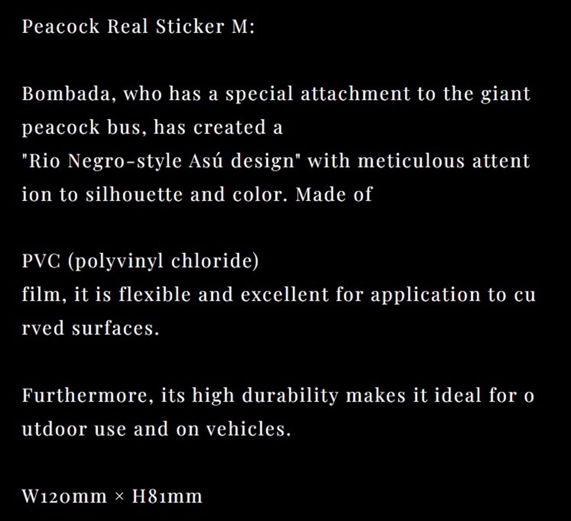 Bombada Sticker Peacock Bass 120x81mm Size M (0001)