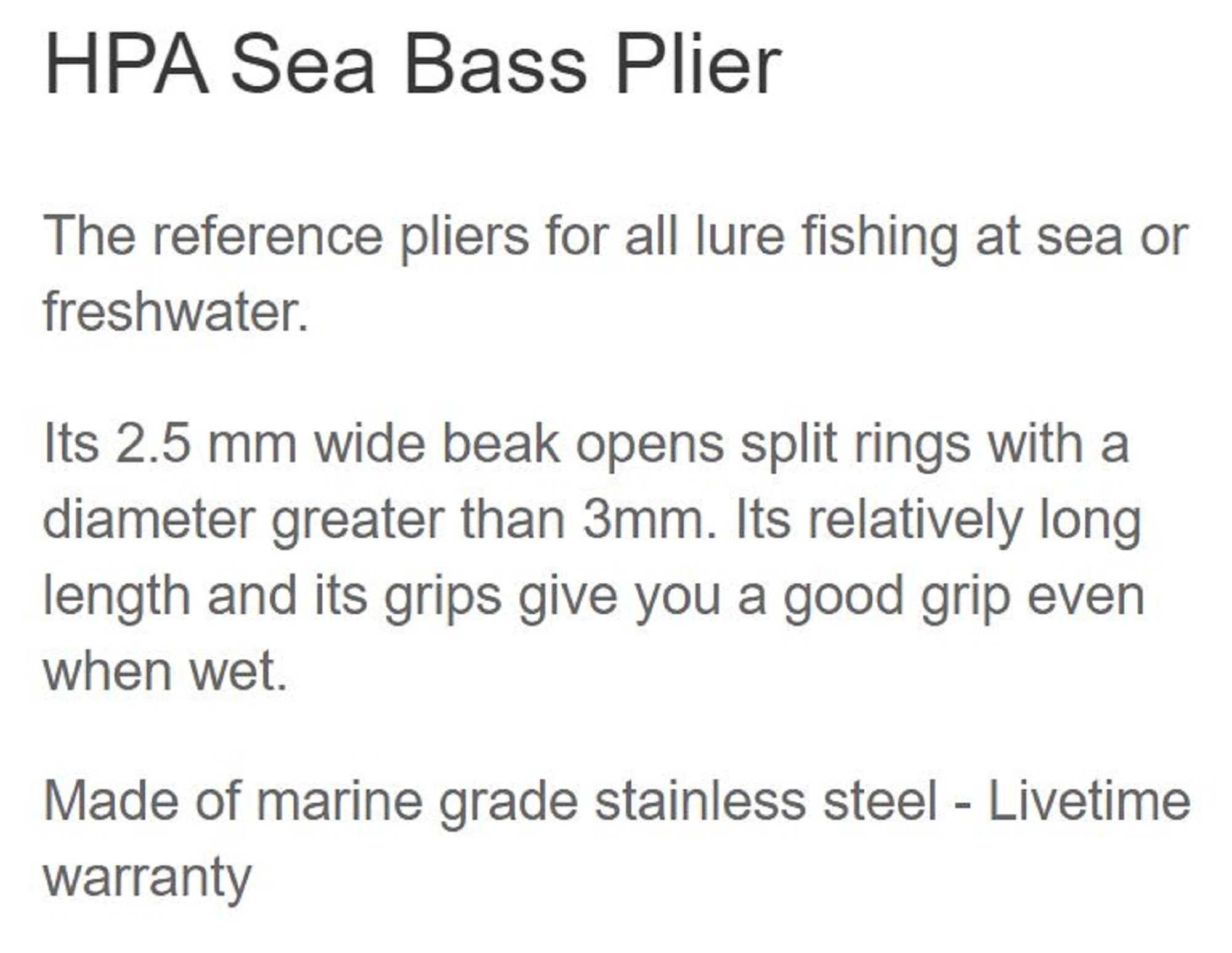 HPA Pliers Split Ring Seabass Size 3-5 Rings Holster Black (6026)