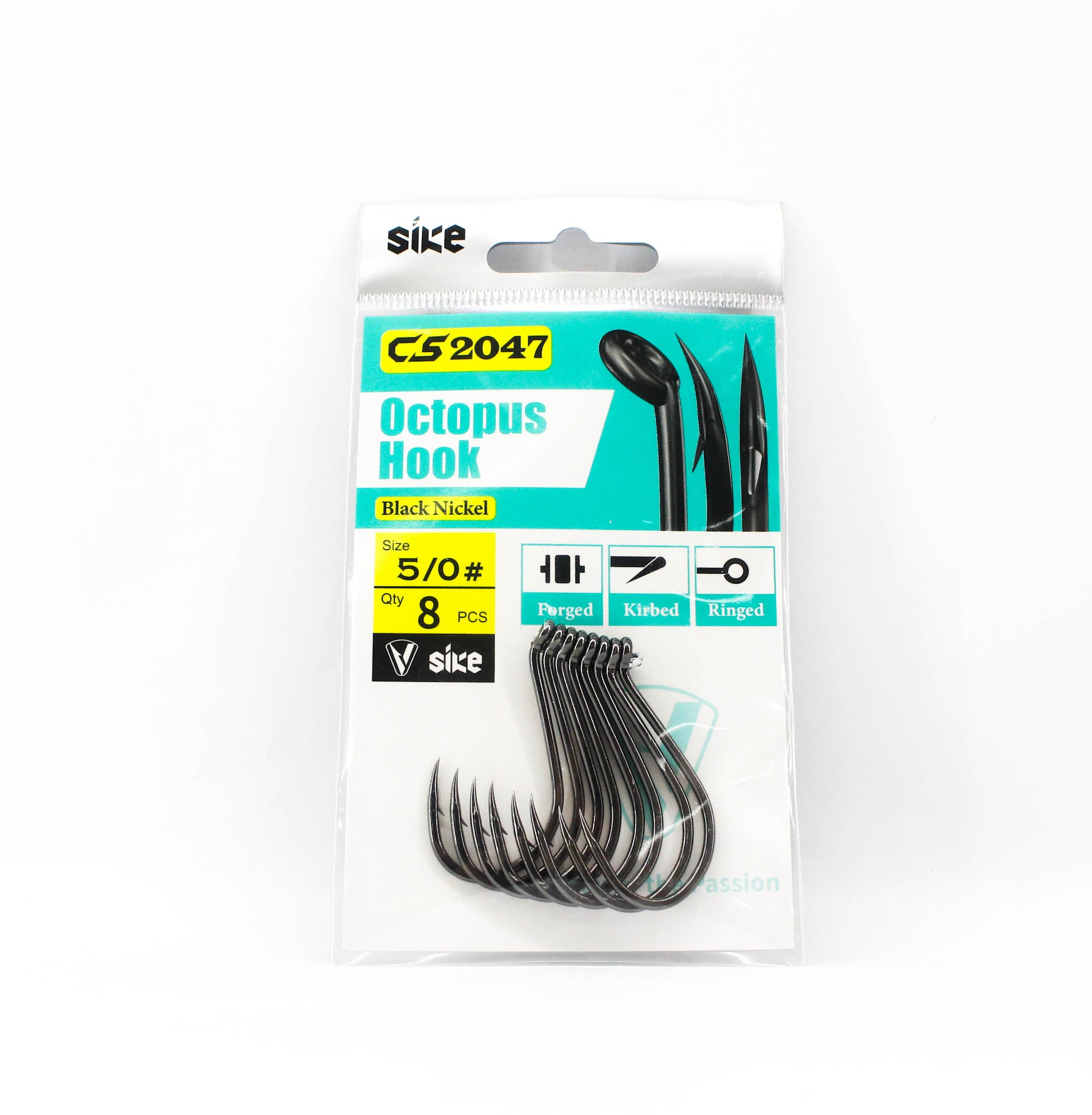 Sike CS-2047 Octopus Black Hook Standard Pack Size 5/0 8pc (1699)