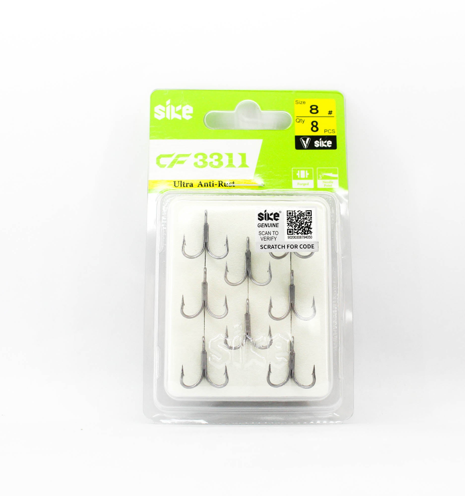 Sike CF-3311 Treble Hook Size 8 8pc (7752)