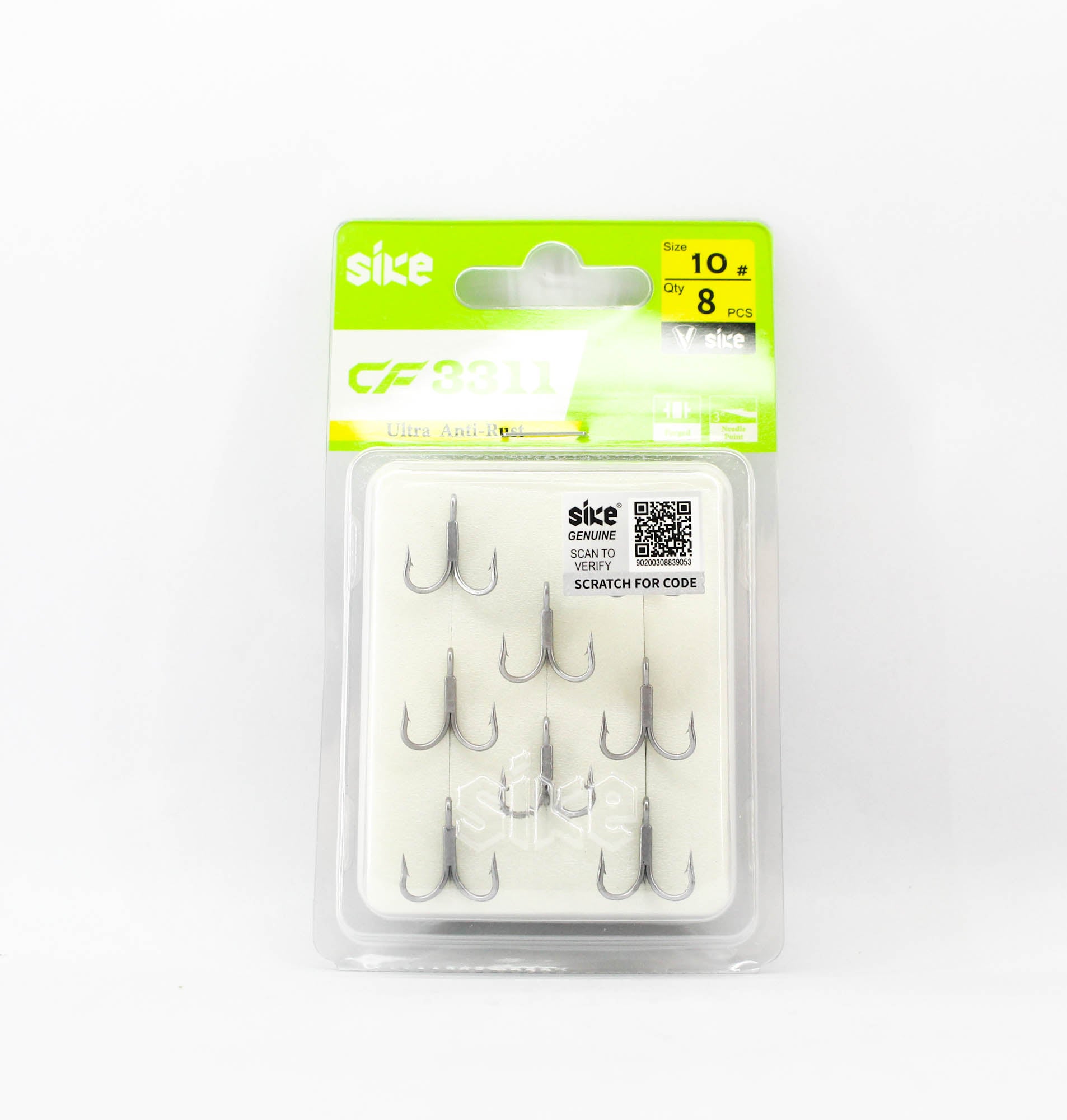 Sike CF-3311 Treble Hook Size 10 8pc (7769)