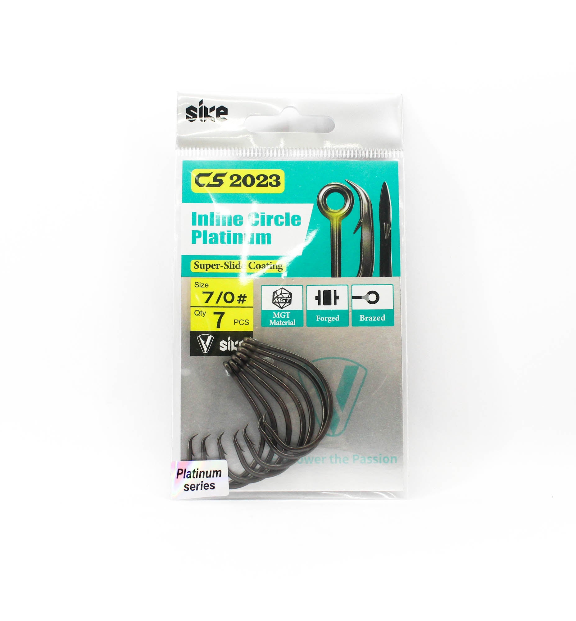 Sike CS-2023 Inline Circle Platinum Hook Standard Pack Size 7/0 7pc (8339)