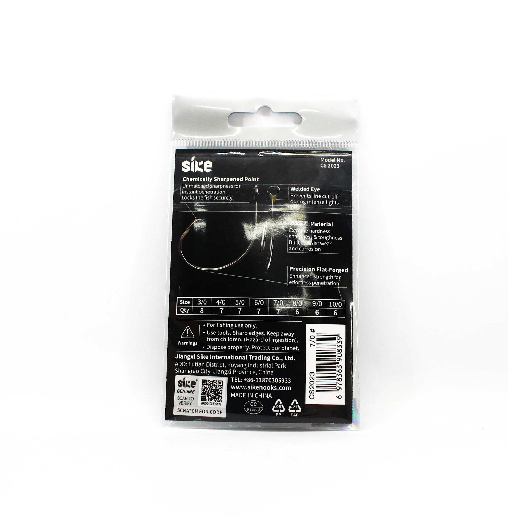 Sike CS-2023 Inline Circle Platinum Hook Standard Pack Size 7/0 7pc (8339)