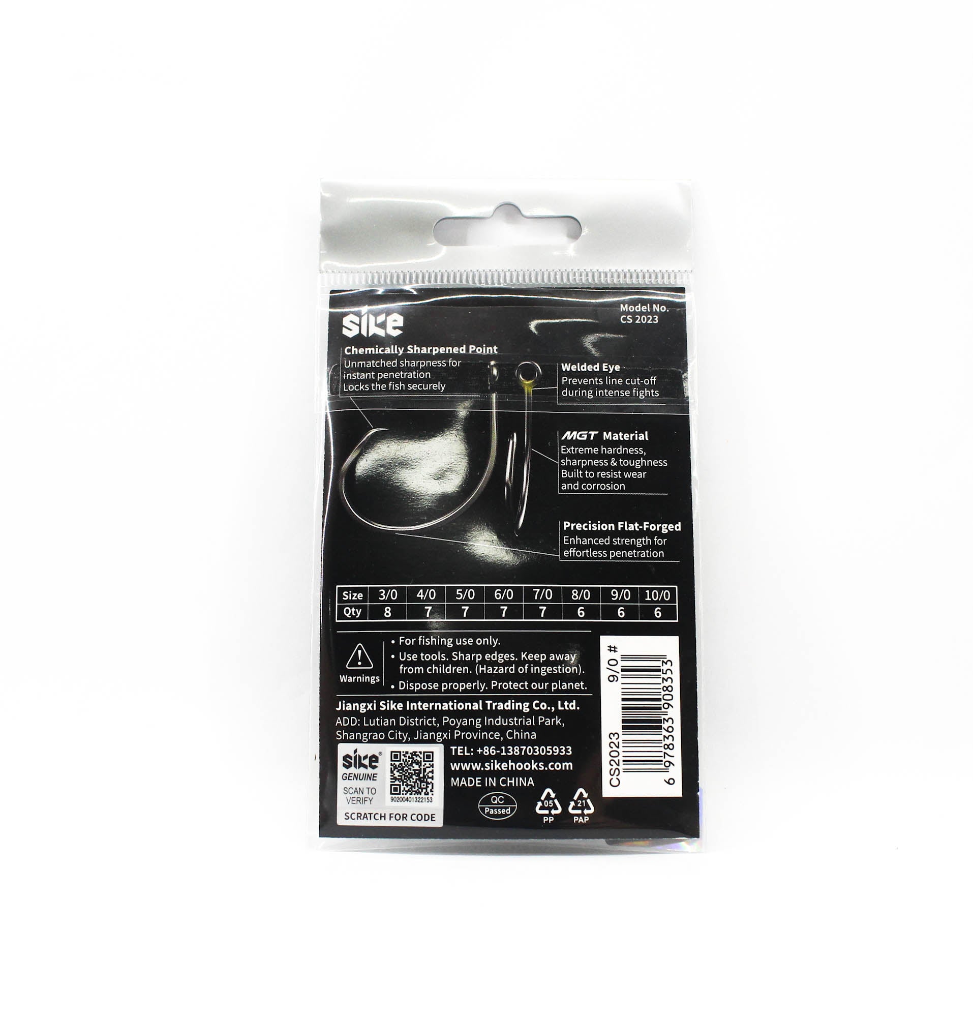 Sike CS-2023 Inline Circle Platinum Hook Standard Pack Size 9/0 6pc (8353)