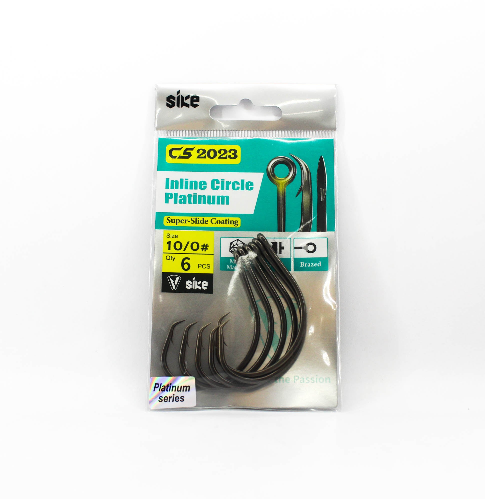 Sike CS-2023 Inline Circle Platinum Hook Standard Pack Size 10/0 6pc (8360)
