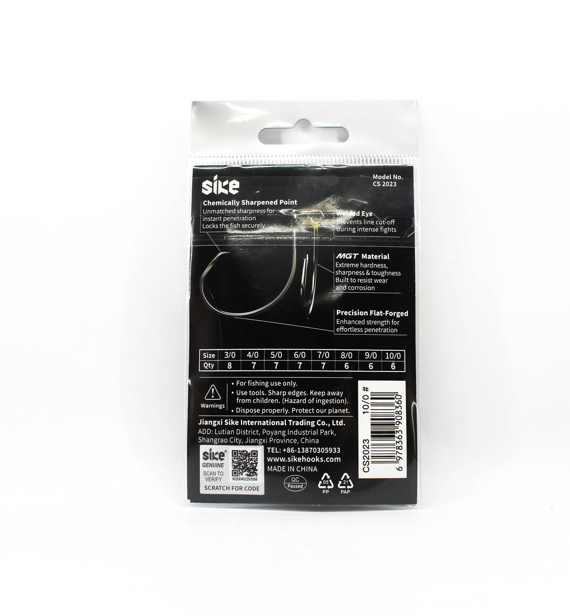 Sike CS-2023 Inline Circle Platinum Hook Standard Pack Size 10/0 6pc (8360)