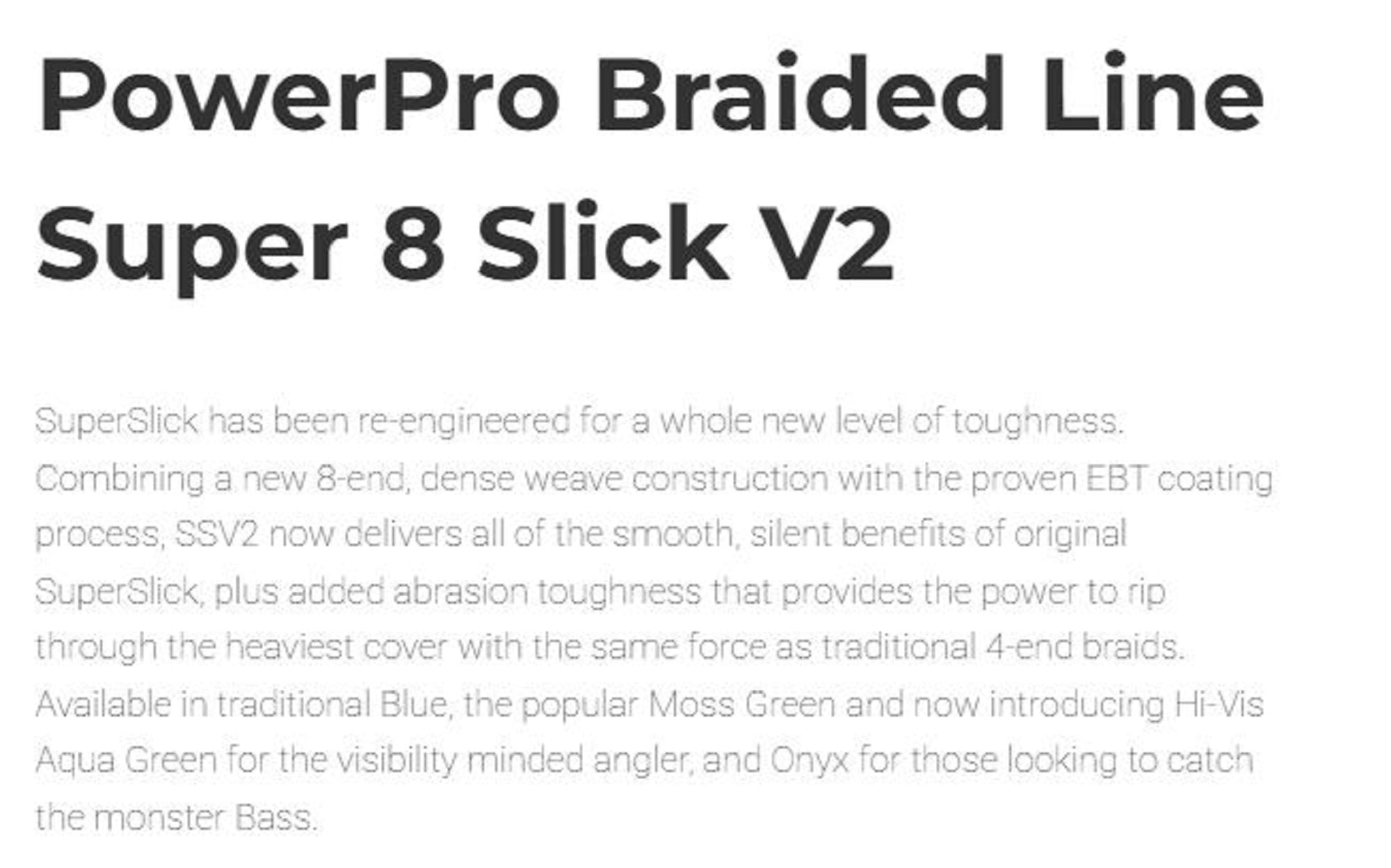 Power Pro Super 8 Slick Version 2 Spectra Line 15lbx150yd Moon Shine