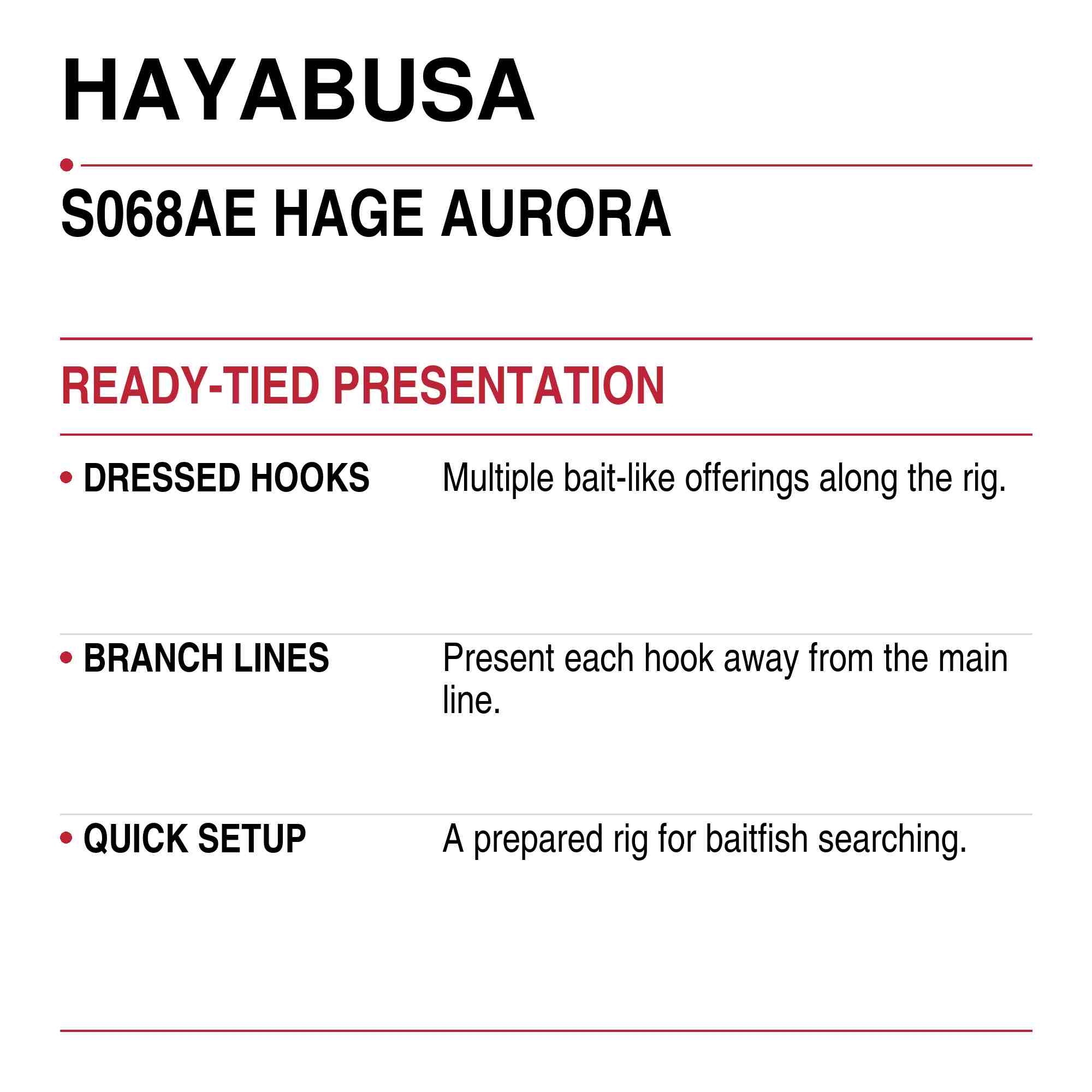 Hayabusa S068AE Sabiki Hage Aurora Size 8 10lb (6917)