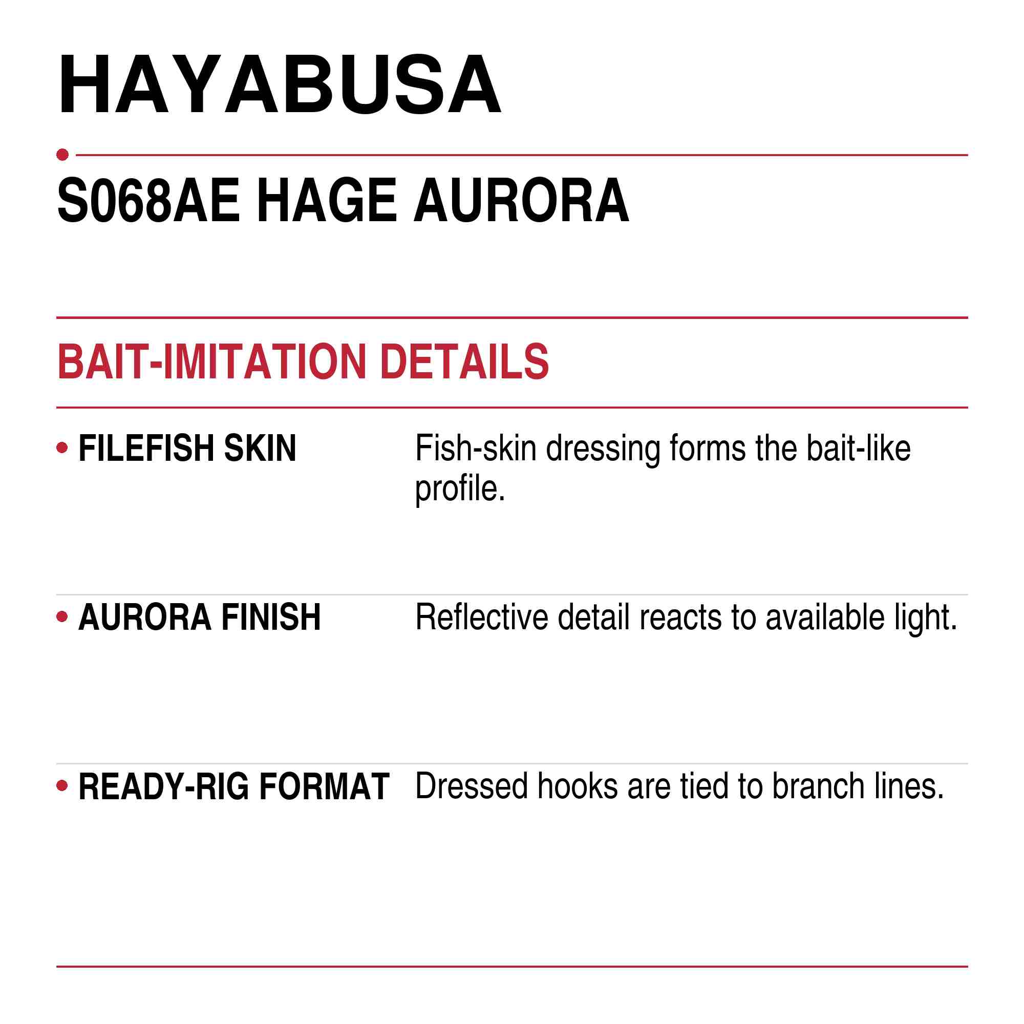Hayabusa S068AE Sabiki Hage Aurora Size 6 7lb (6993)