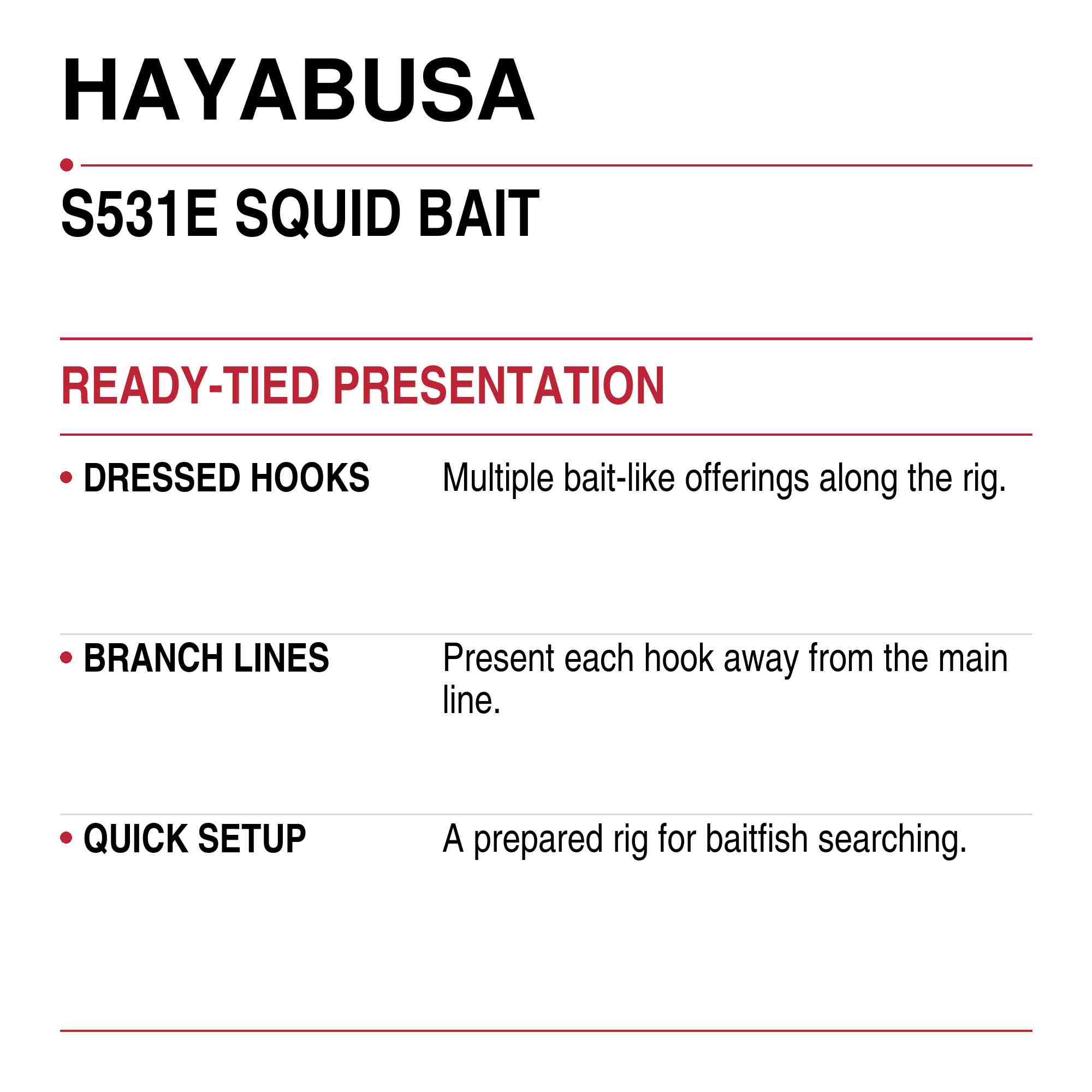 Hayabusa S531E Sabiki Squid Bait Size 18 40lb (4027)