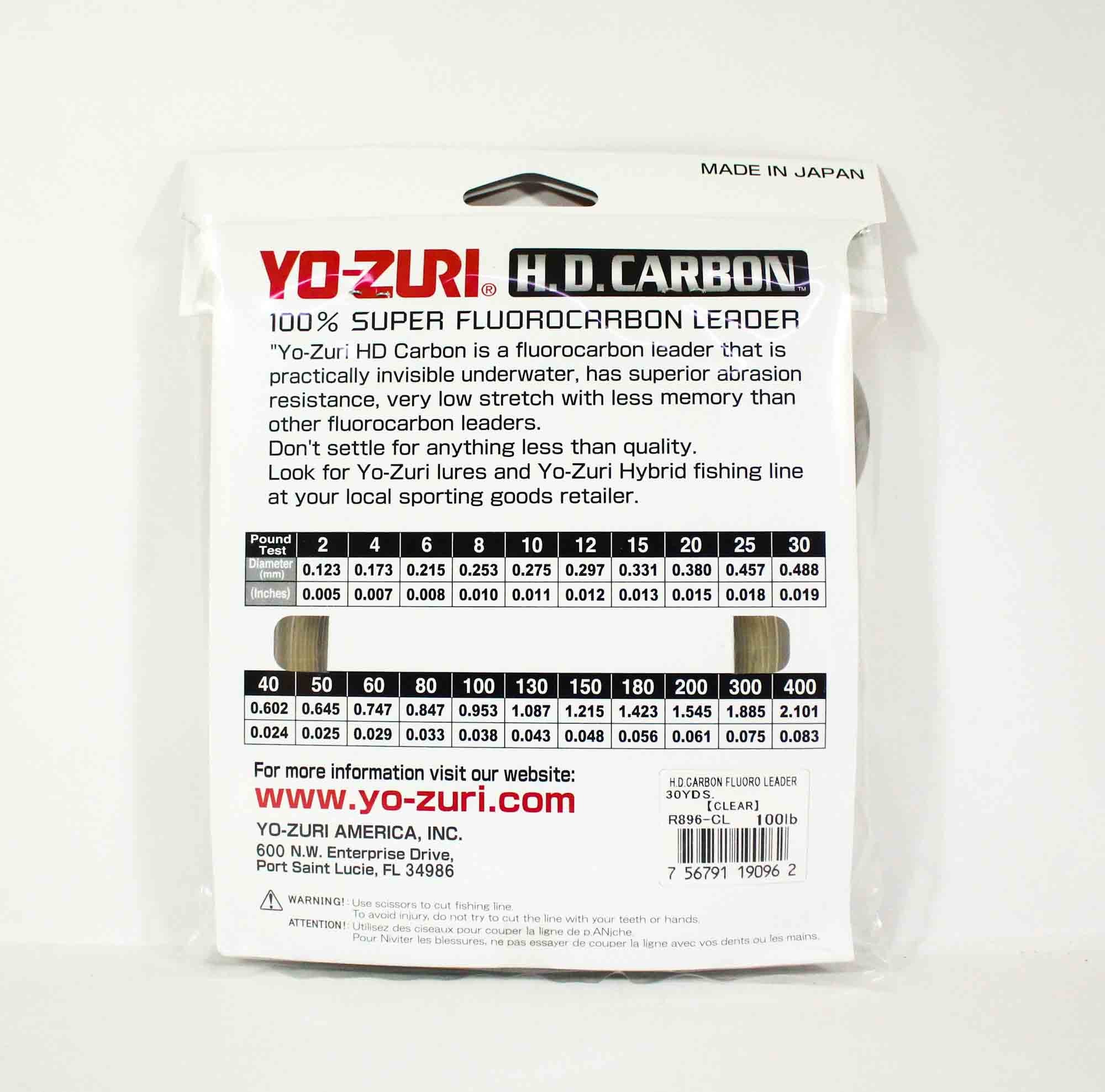 Yo Zuri Duel H.D Carbon Fluorocarbon 30 yds 60 lb R894-CL (0948)