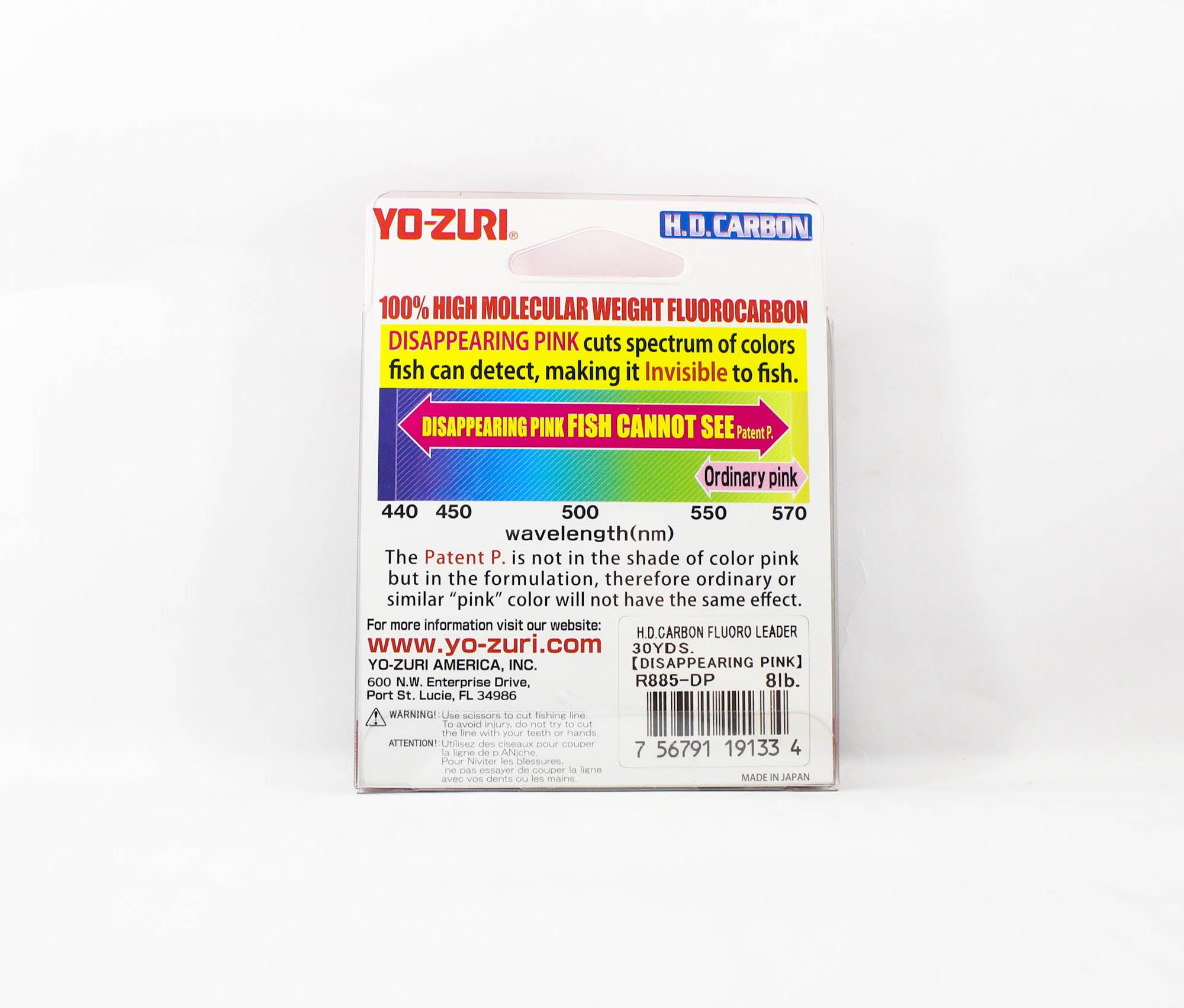 Yo Zuri H.D Carbon Fluorocarbon Pink 100% 30 yds 8 lb R885-DP (1334)