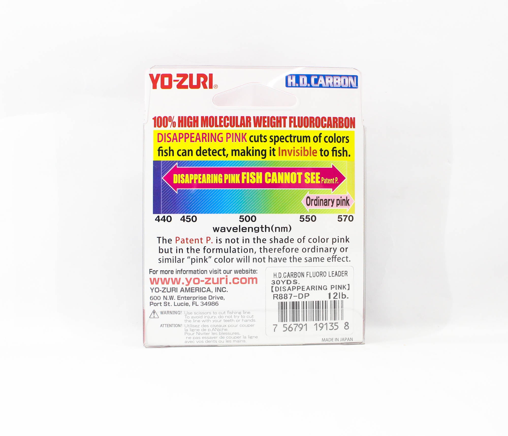 Yo Zuri H.D Carbon Fluorocarbon Pink 100% 30 yds 12 lb R887-DP (1358)
