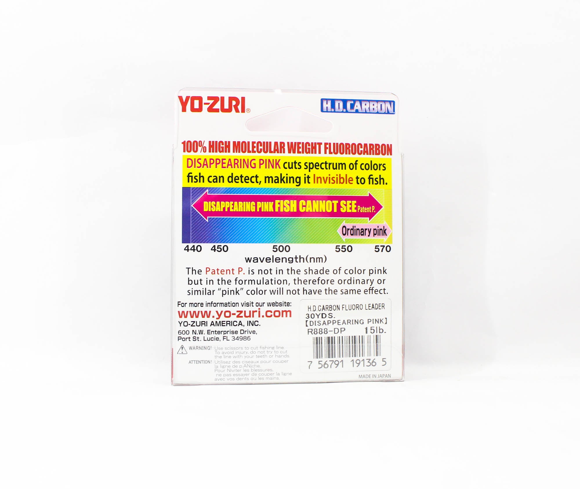 Yo Zuri H.D Carbon Fluorocarbon Pink 100% 30 yds 15 lb R888-DP (1365)