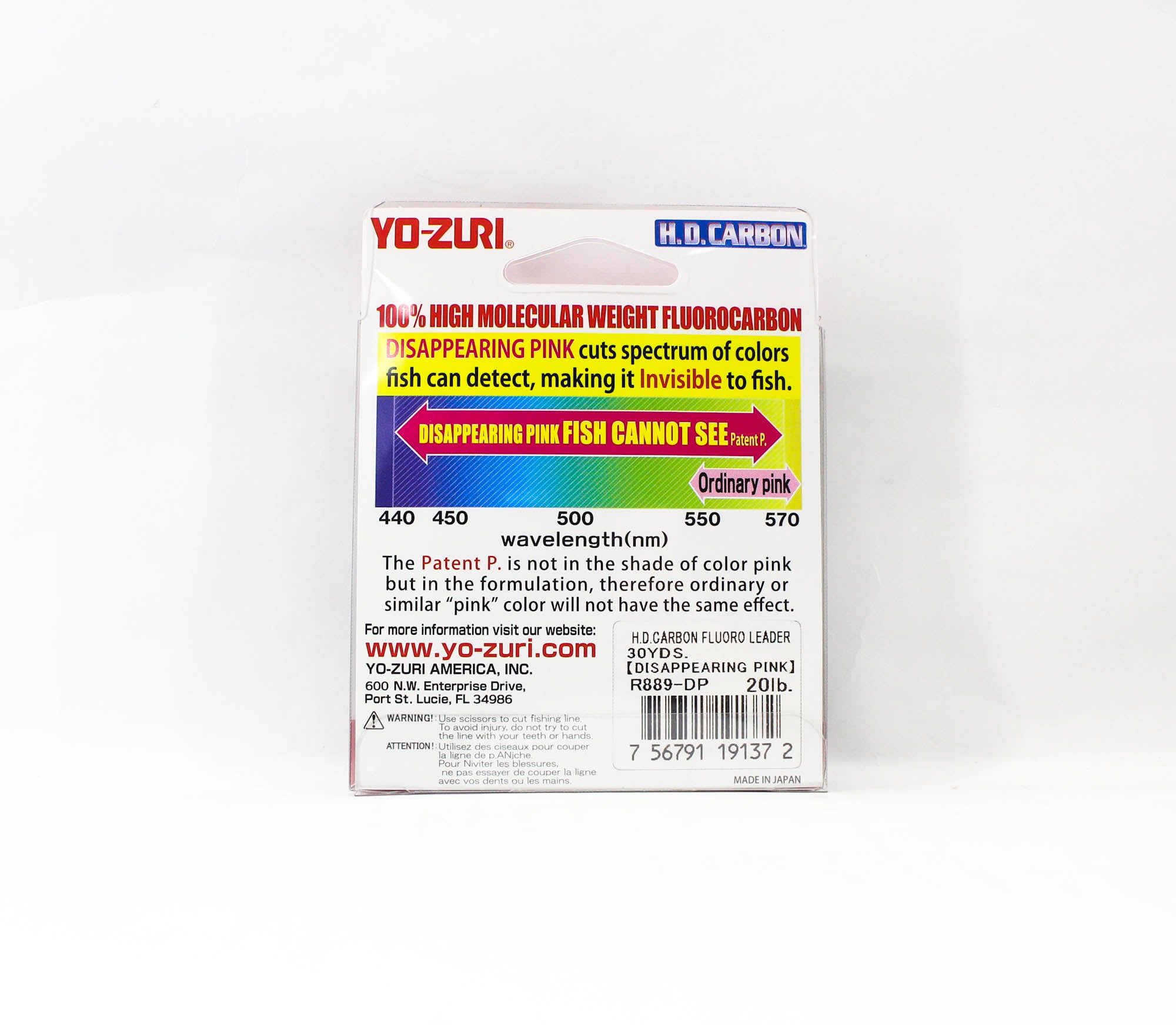 Yo Zuri H.D Carbon Fluorocarbon Pink 100% 30 yds 20 lb R889-DP (1372)
