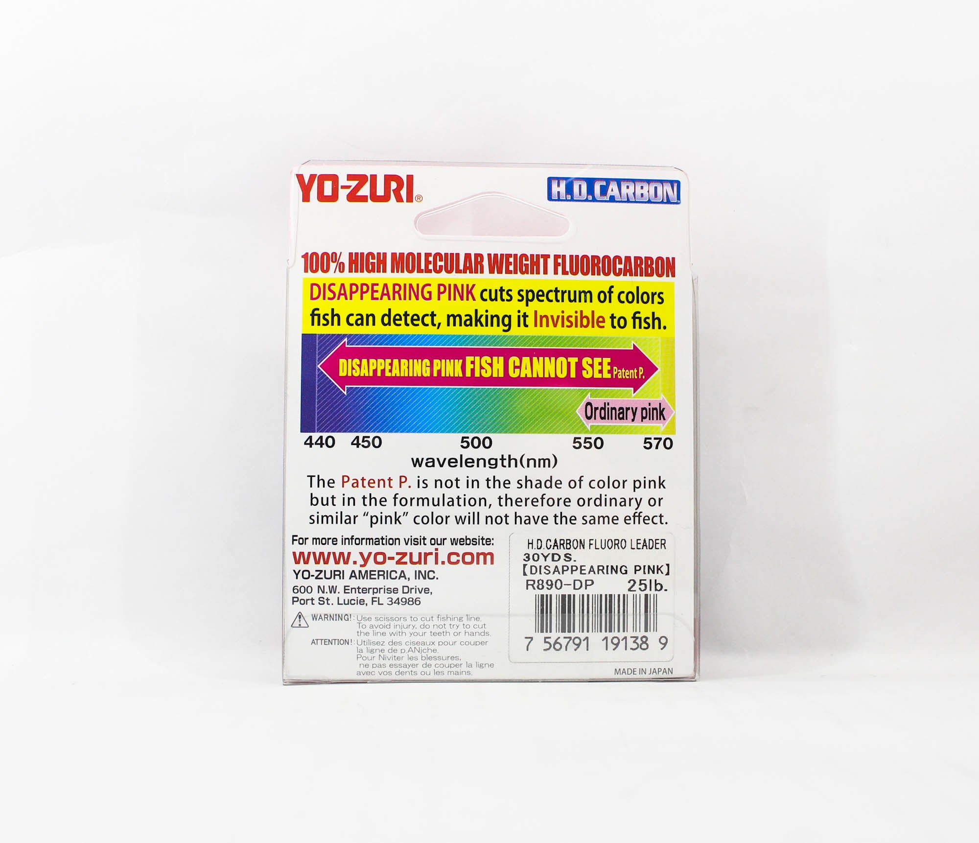 Yo Zuri H.D Carbon Fluorocarbon Pink 100% 30 yds 25 lb R890-DP (1389)
