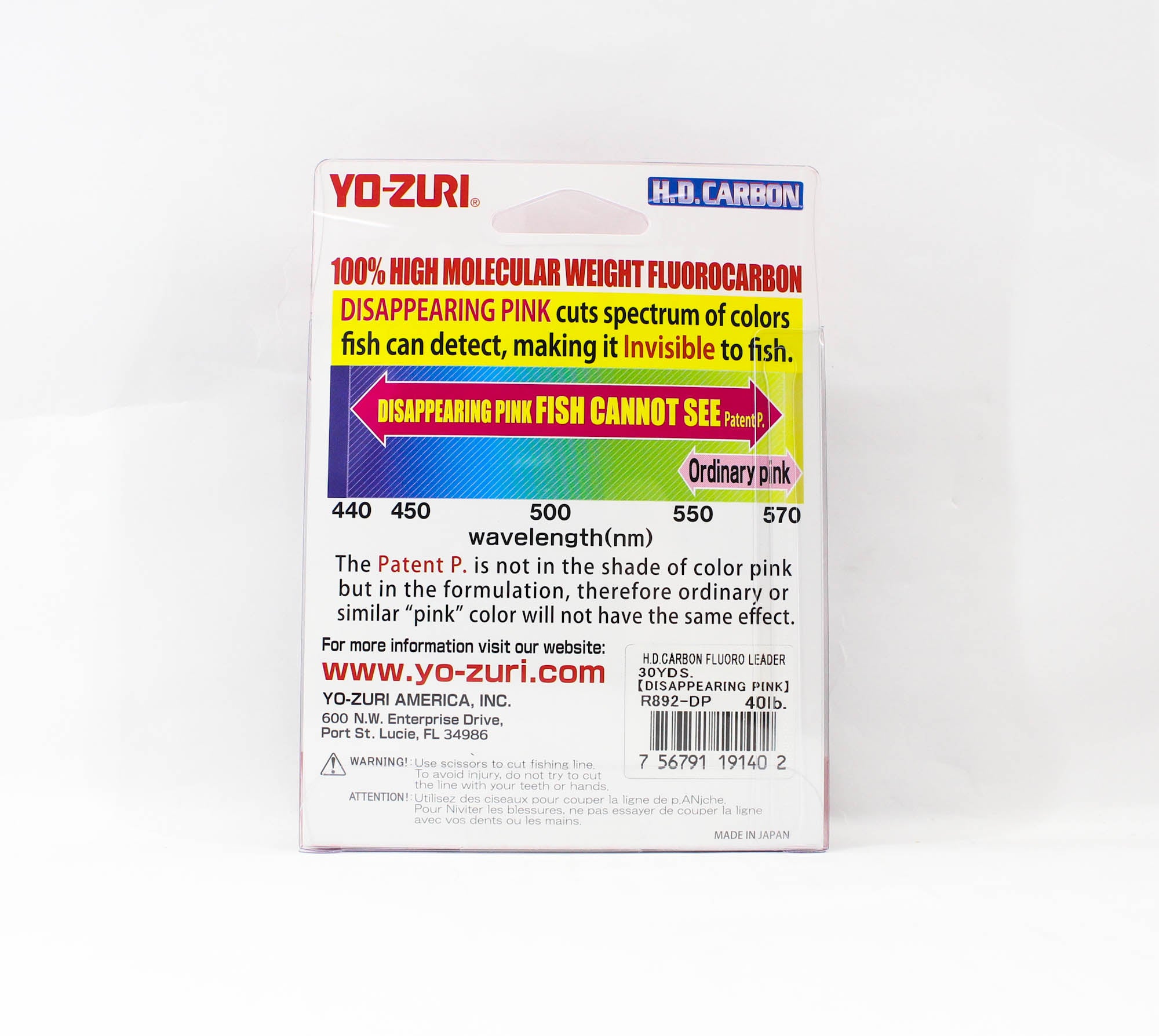 Yo Zuri H.D Carbon Fluorocarbon Pink 100% 30 yds 40 lb R892-DP (1402)