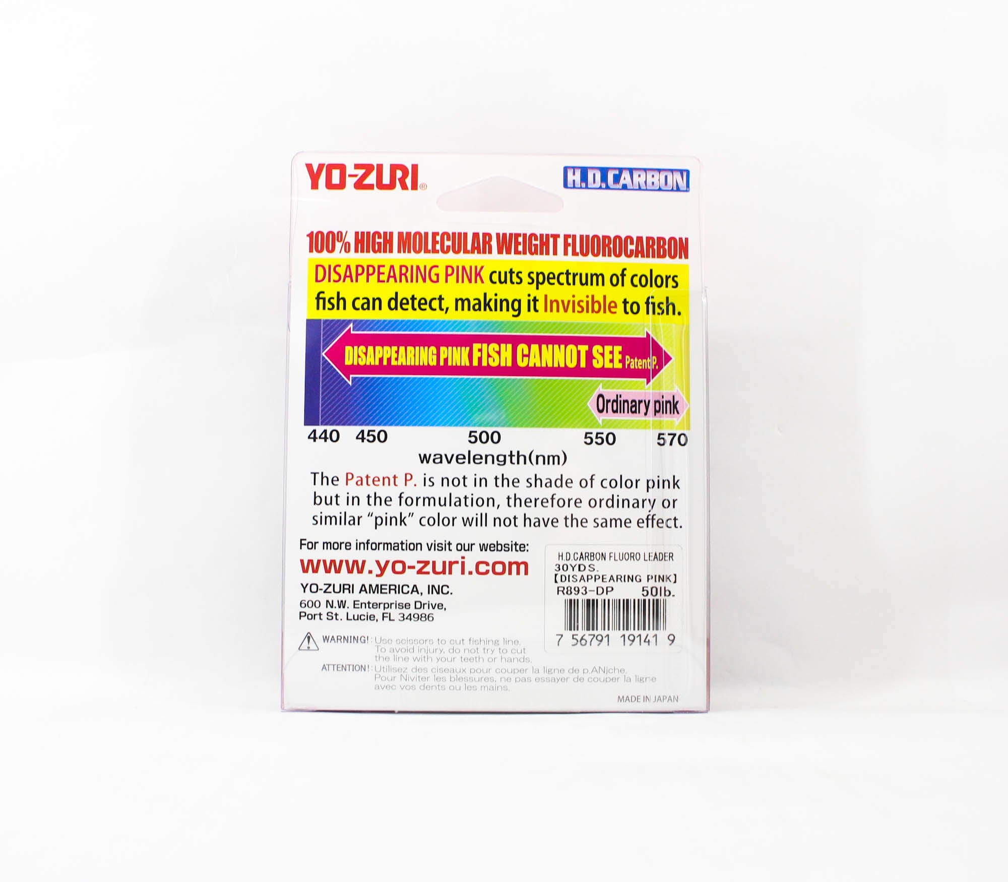 Yo Zuri H.D Carbon Fluorocarbon Pink 100% 30 yds 50 lb R893-DP (1419)