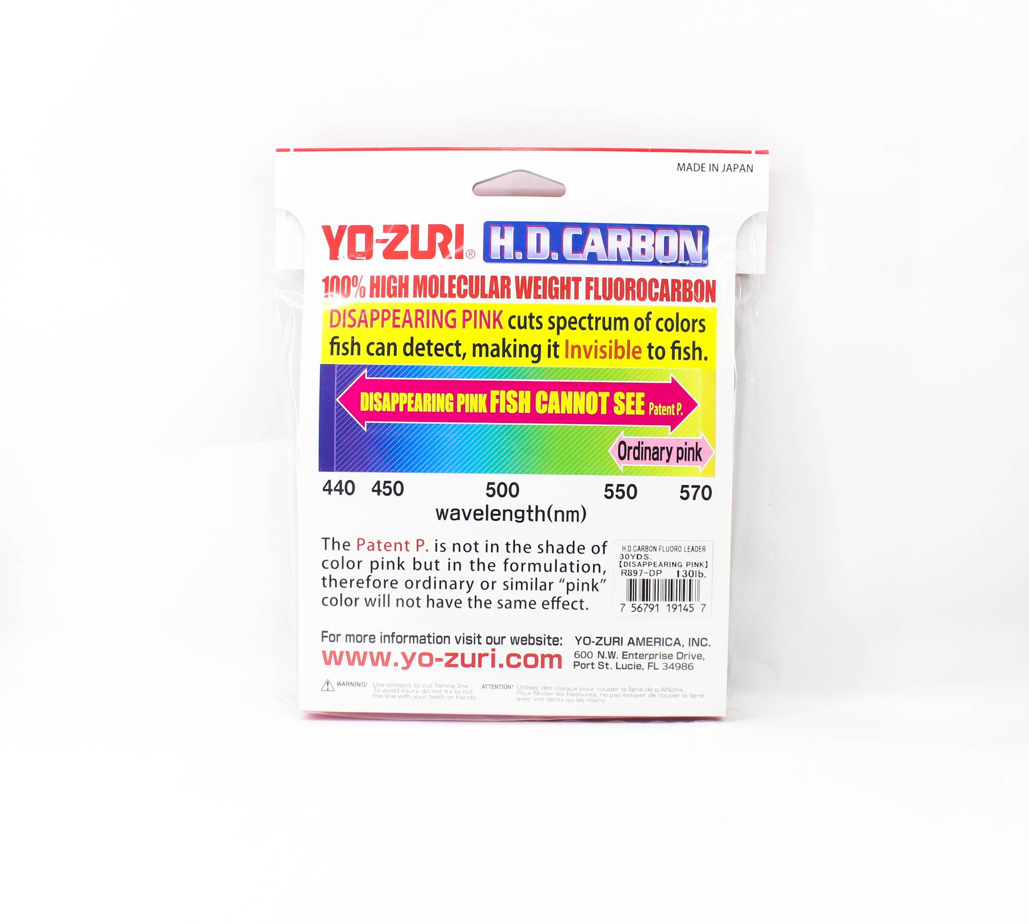 Yo Zuri H.D Carbon Fluorocarbon Pink 100% 30 yds 130 lb R897-DP (1457)
