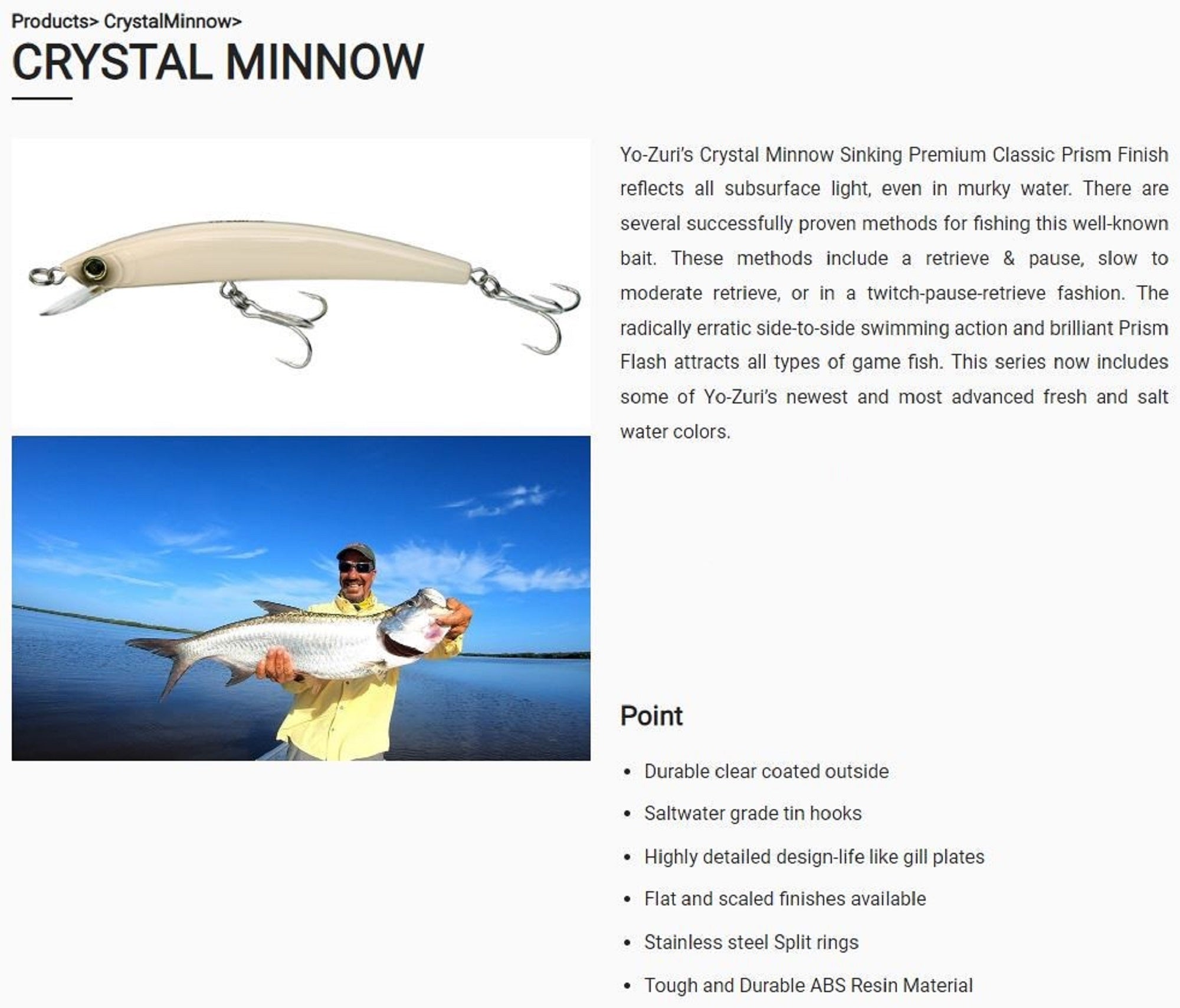Yo Zuri Crystal Minnow 70 mm Floating Lure R1122-HPK (9739)