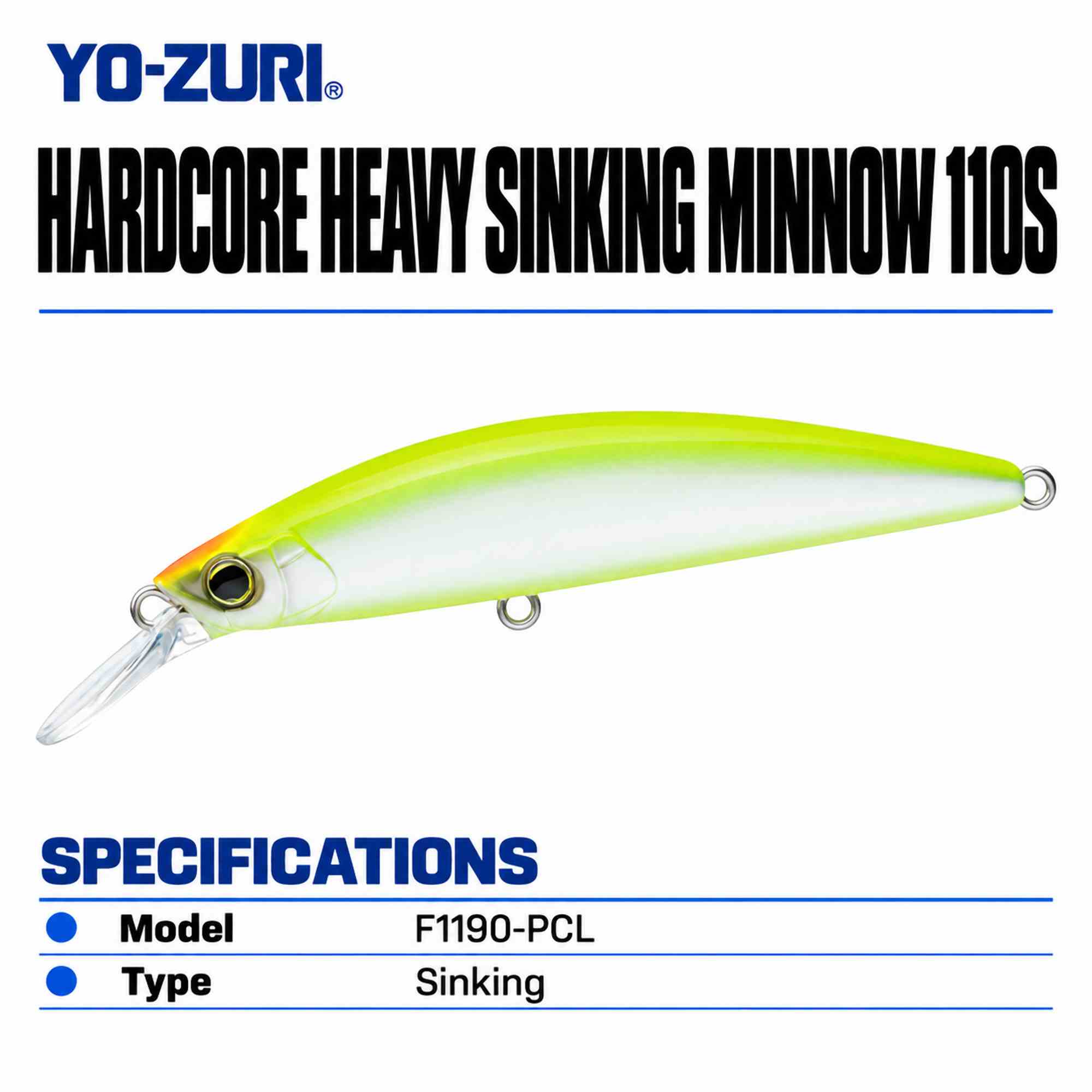 Yo Zuri Duel Hardcore 110S Heavy Sinking Minnow Lure F1190-PCL (0509)