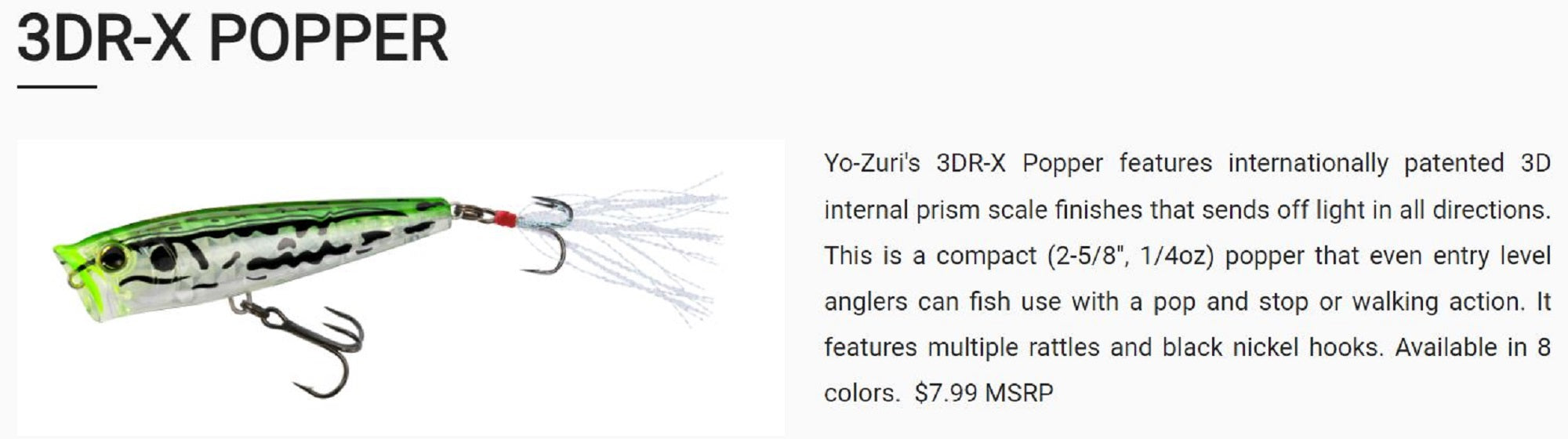 Yo Zuri 3DR-X Popper 65F Floating Lure R1435-PGBL (7926)