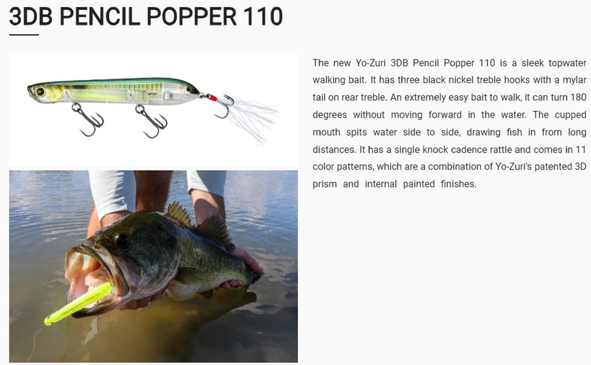 Yo Zuri Duel 3DB Pencil Popper 110F Floating Lure R1444-BN (8763)