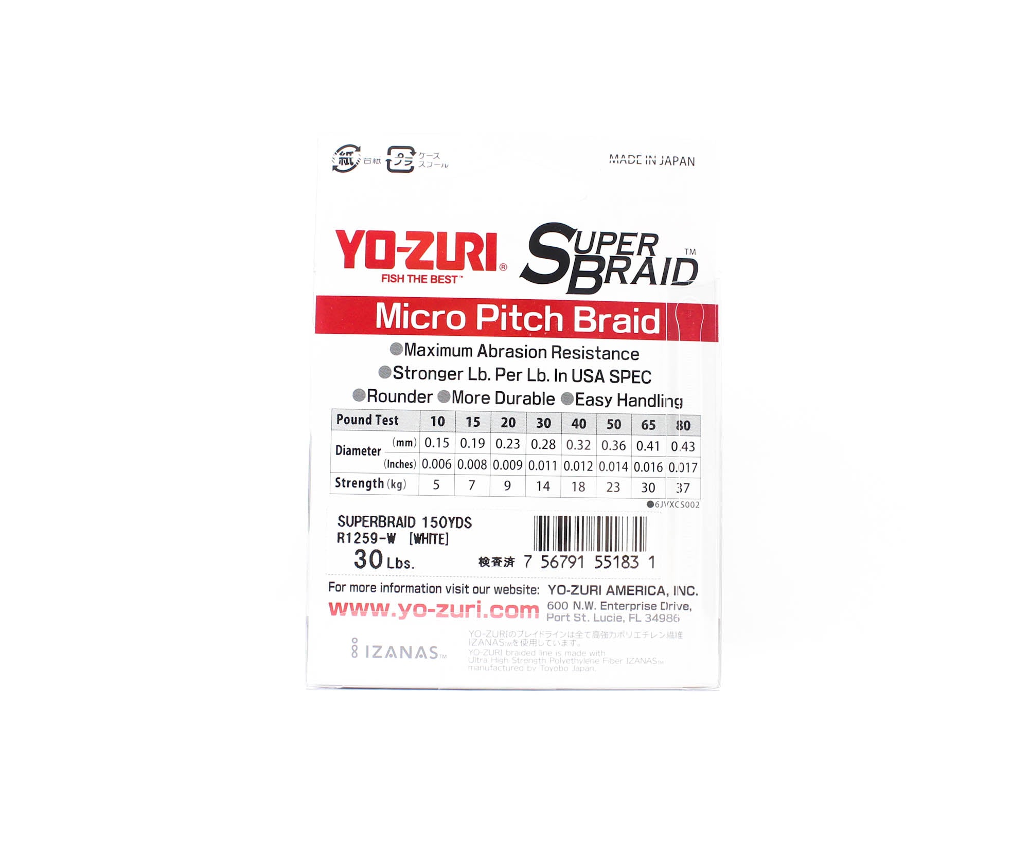 Yo Zuri Duel P.E Line Super Braid 150YDS 30Lbs 0.28mm White R1259-W 1831