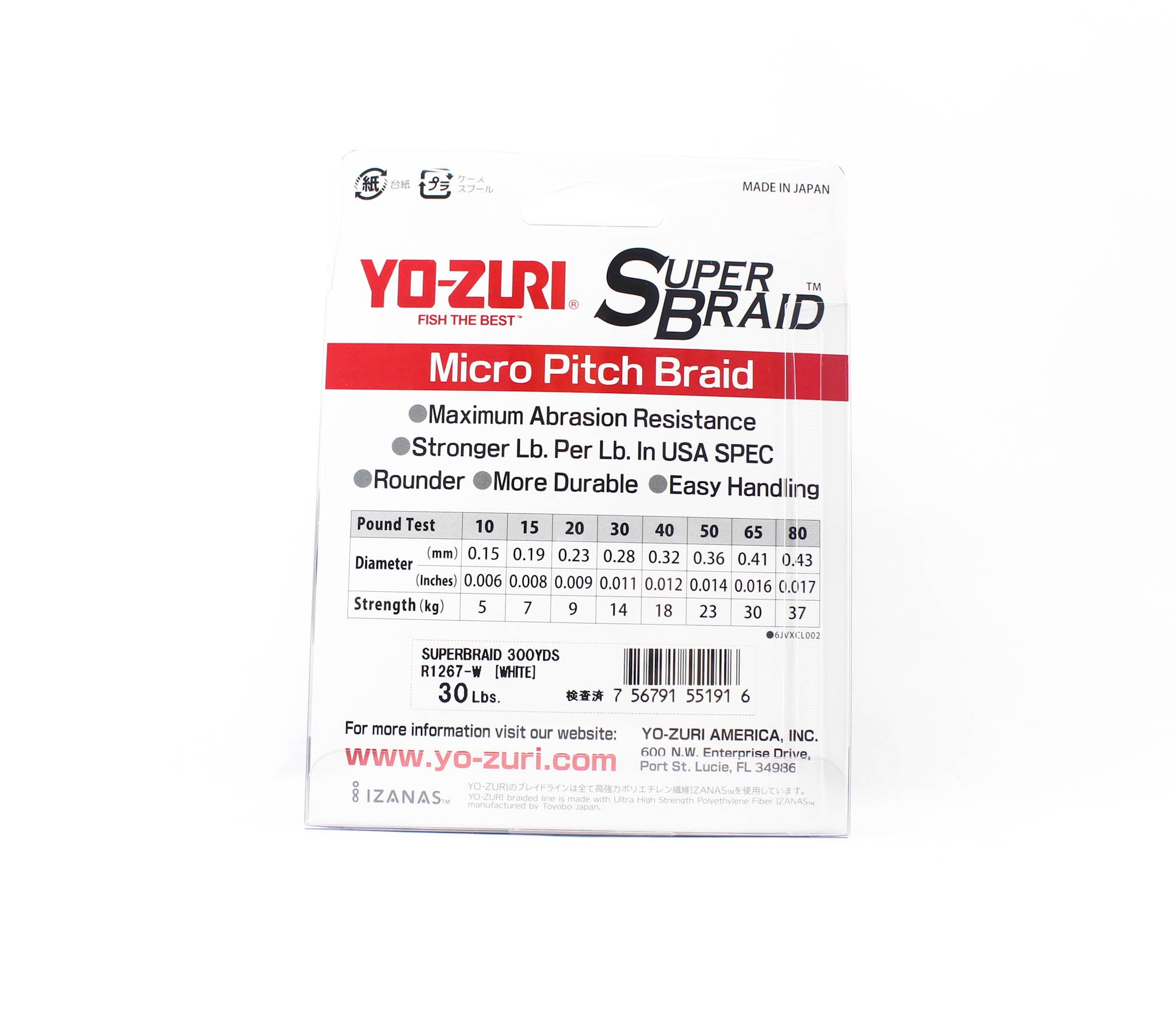 Yo Zuri Duel P.E Line Super Braid 300YDS 30Lbs 0.28mm White R1267-W 1916