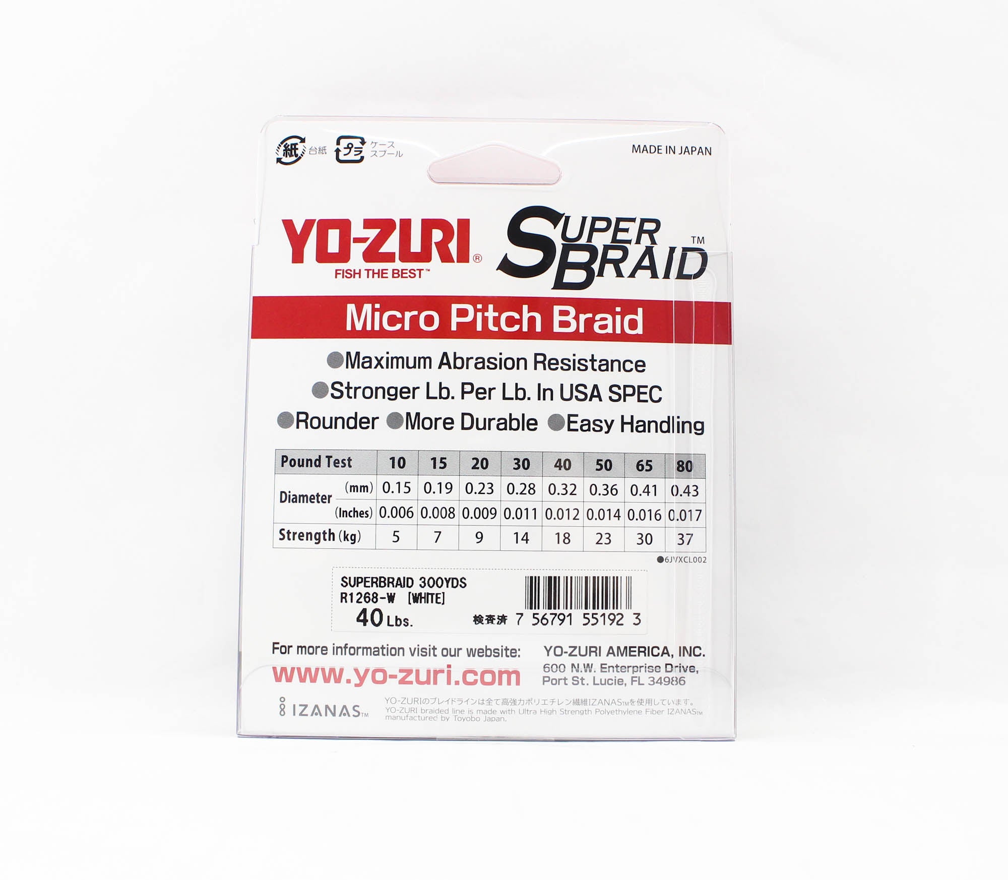 Yo Zuri Duel P.E Line Super Braid 300YDS 40Lbs 0.32mm White R1268-W 1923