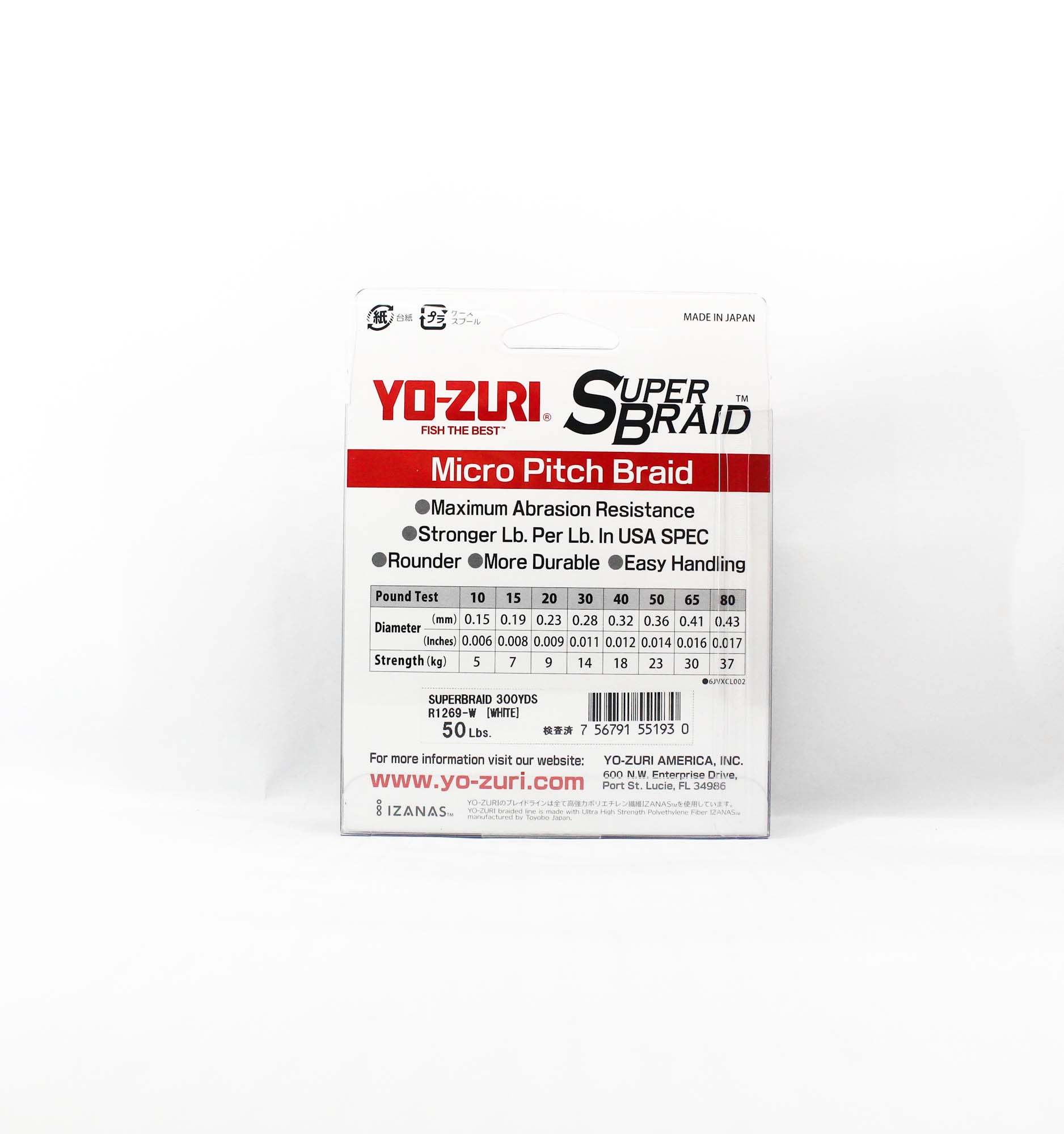 Yo Zuri Duel P.E Line Super Braid 300YDS 50Lbs 0.36mm White R1269-W (1930)