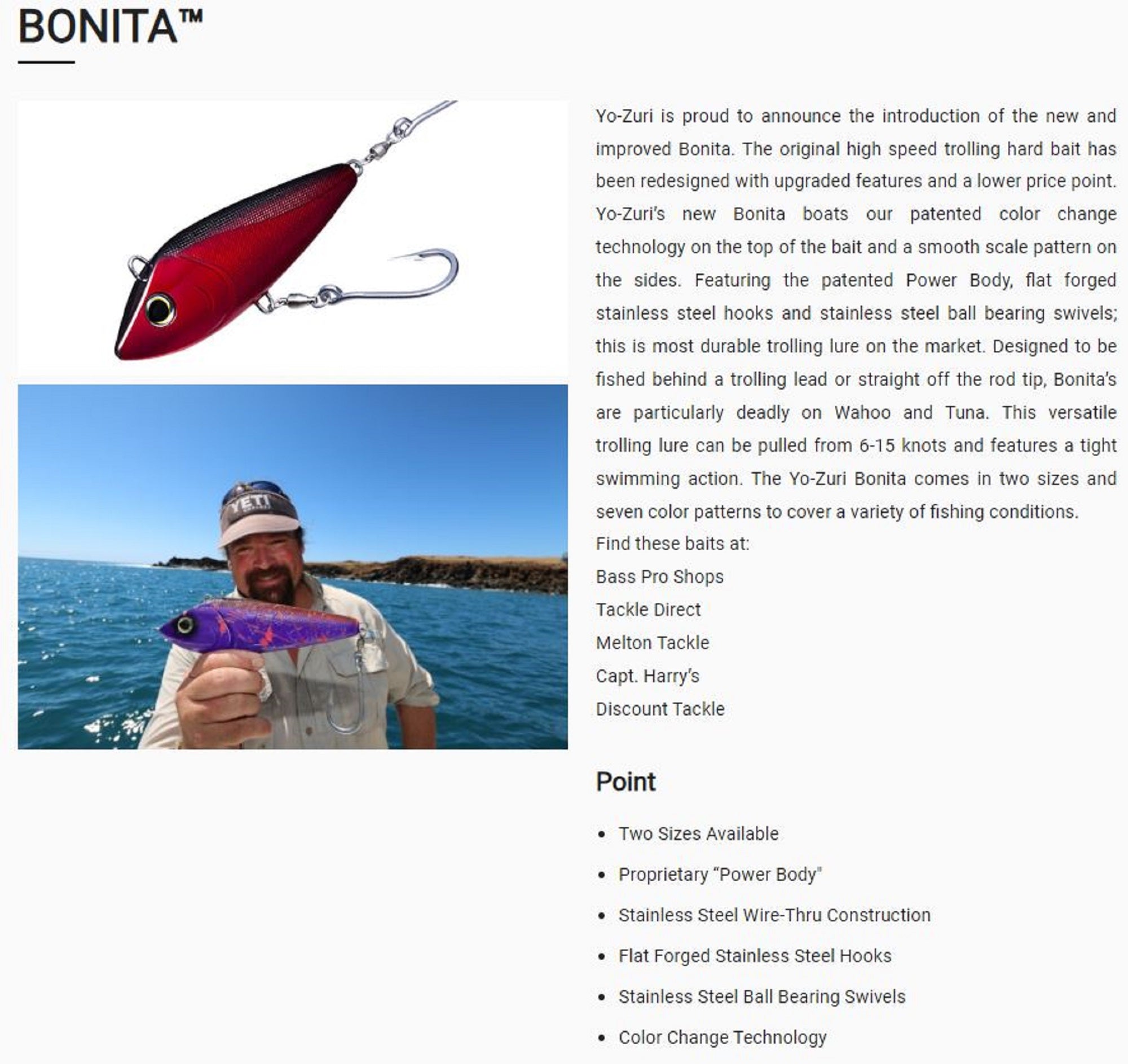 Yo Zuri Bonita Trolling Sinking Lure 210 mm R1158-P (2074)