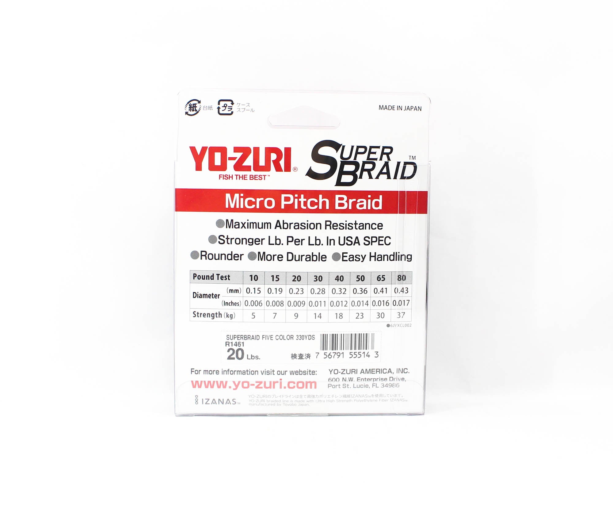 Yo Zuri Duel P.E Line Super Braid 330YDS 20Lbs (0.23mm) 5C R1461 (5143)
