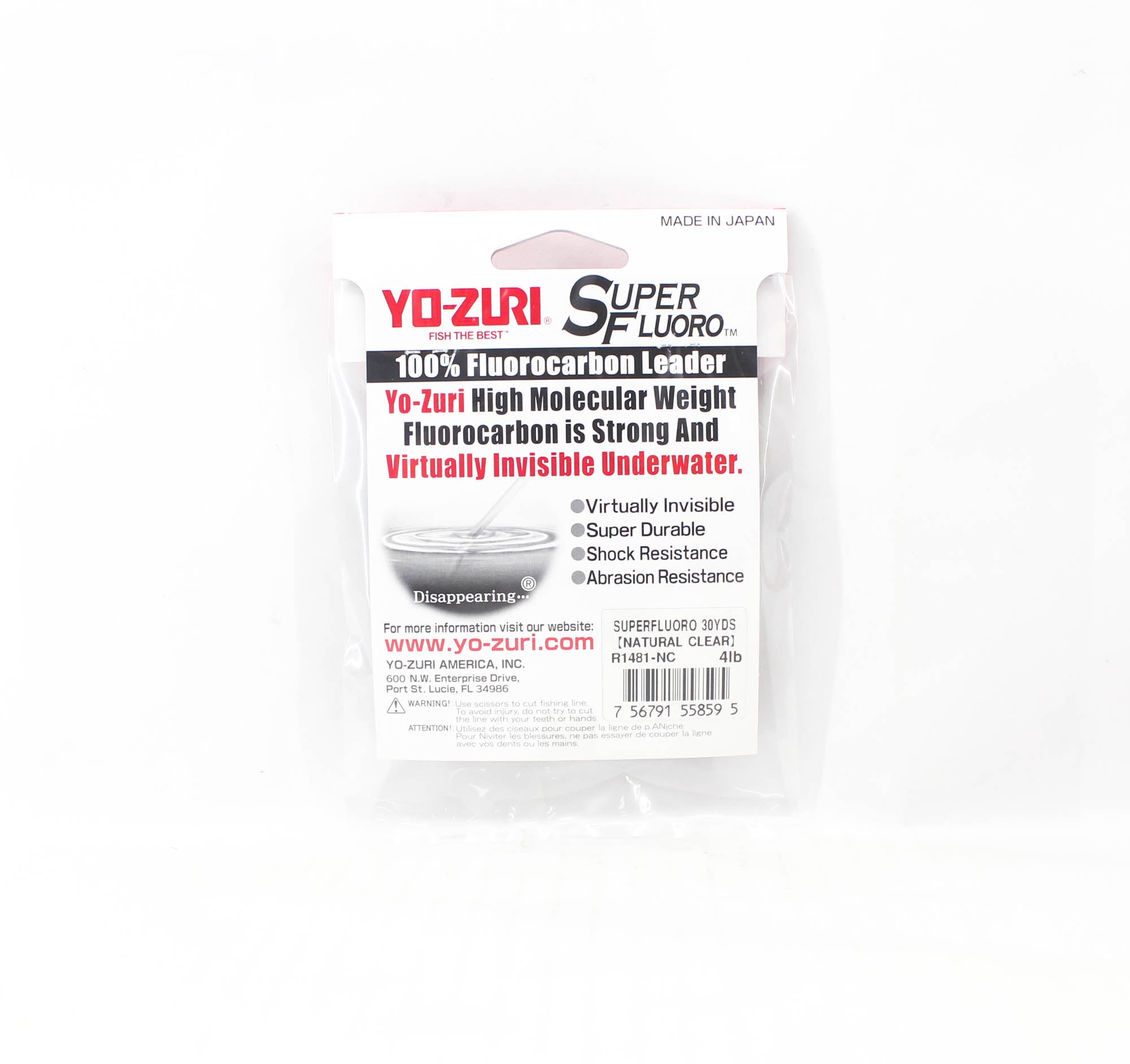 Yo Zuri Super Fluoro Fluorocarbon Leader 30yds 4lb 0.173mm R1481-NC (8595)