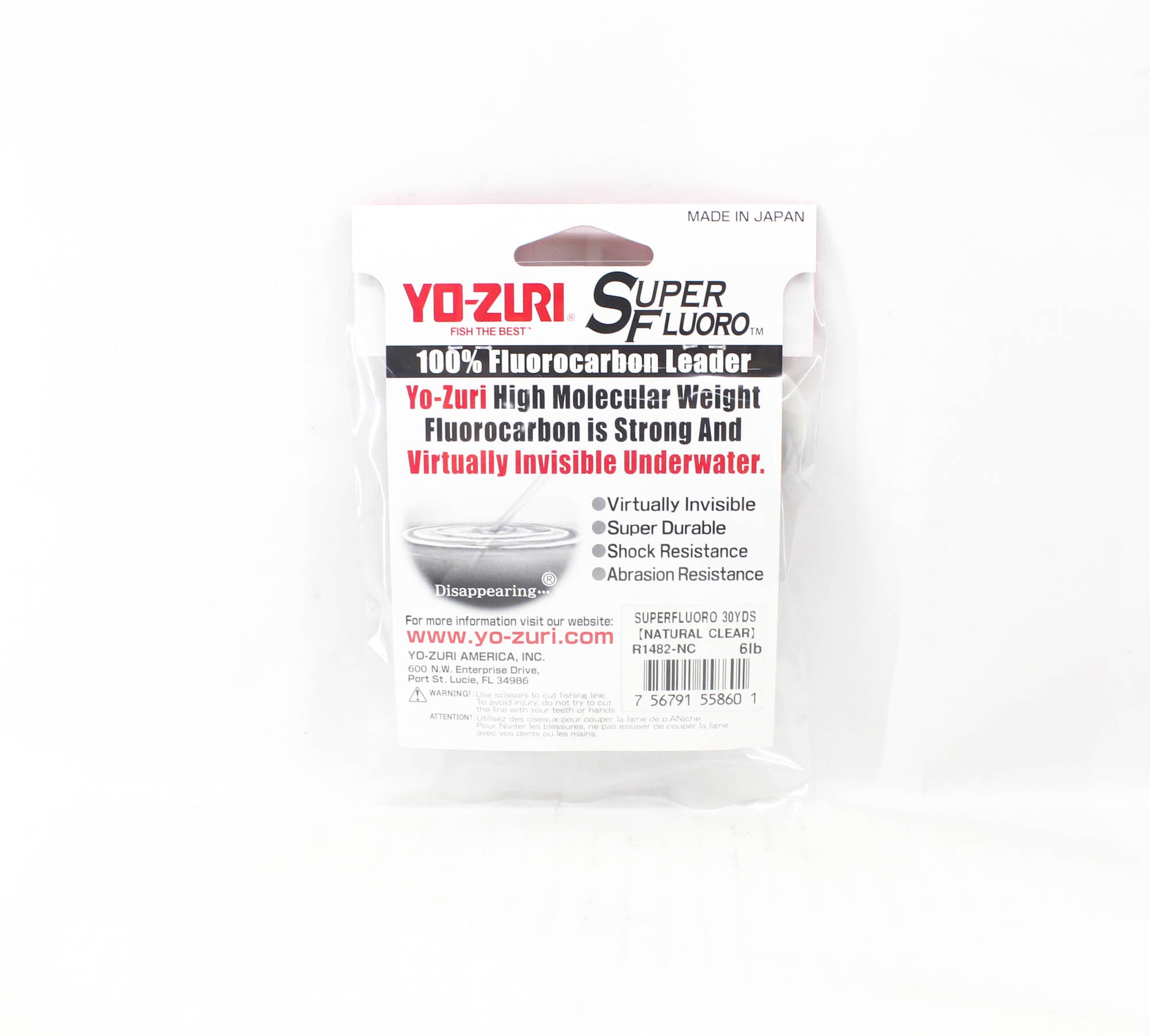 Yo Zuri Super Fluoro Fluorocarbon Leader 30yds 6lb 0.215mm R1482-NC (8601)