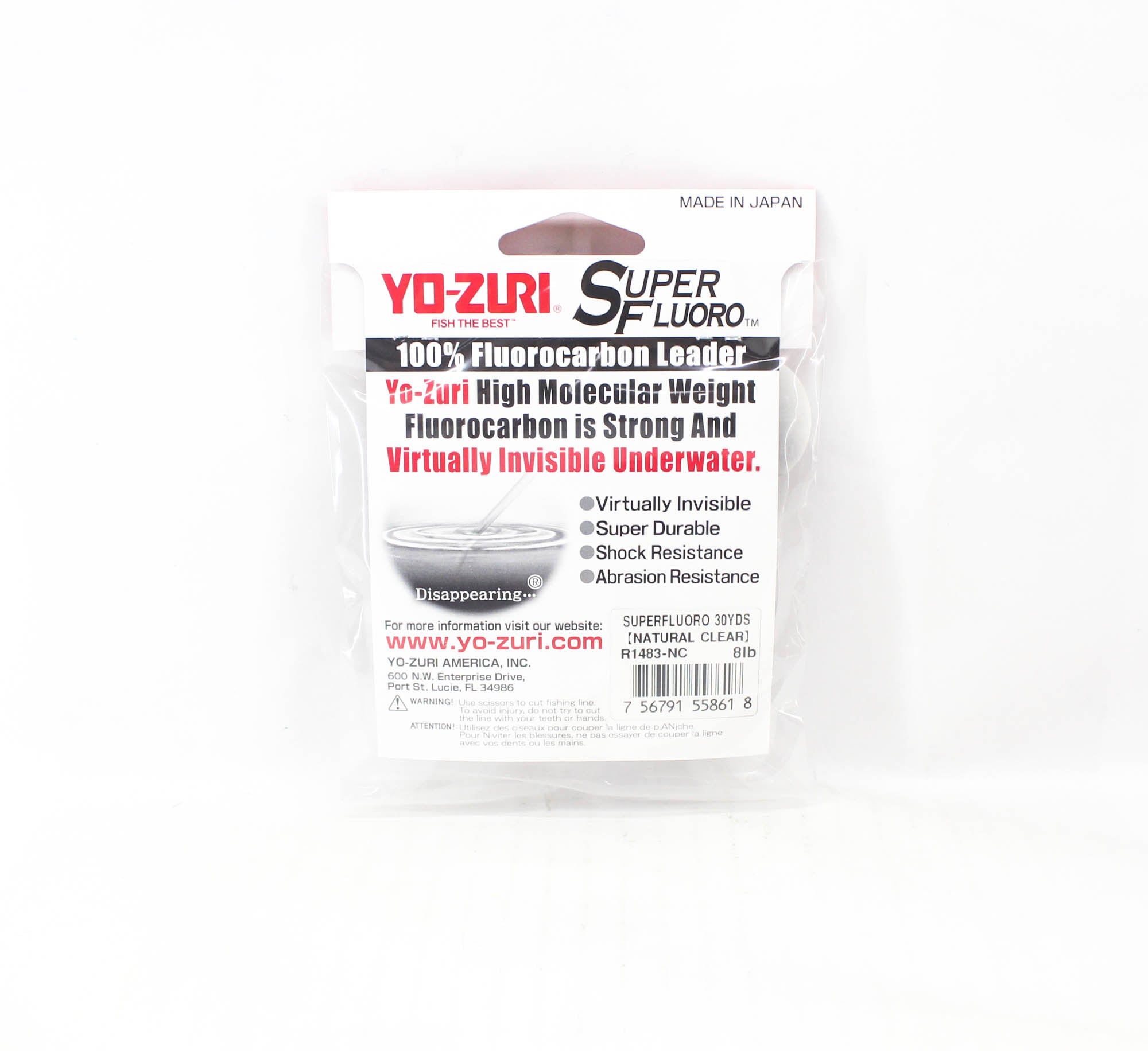 Yo Zuri Super Fluoro Fluorocarbon Leader 30yds 8lb 0.253mm R1483-NC (8618)