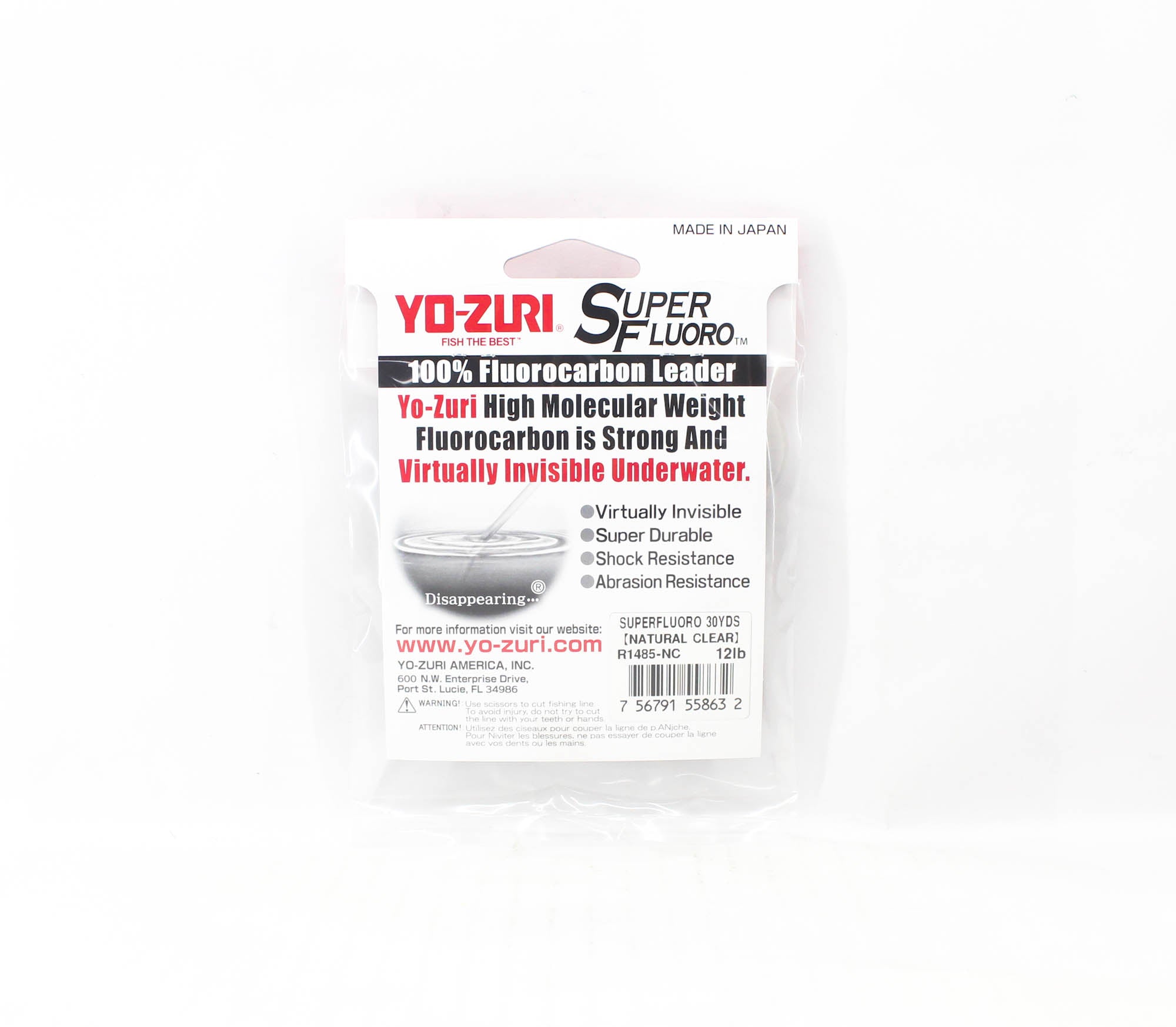 Yo Zuri Super Fluoro Fluorocarbon Leader 30yds 12lb 0.297mm R1485-NC (8632)